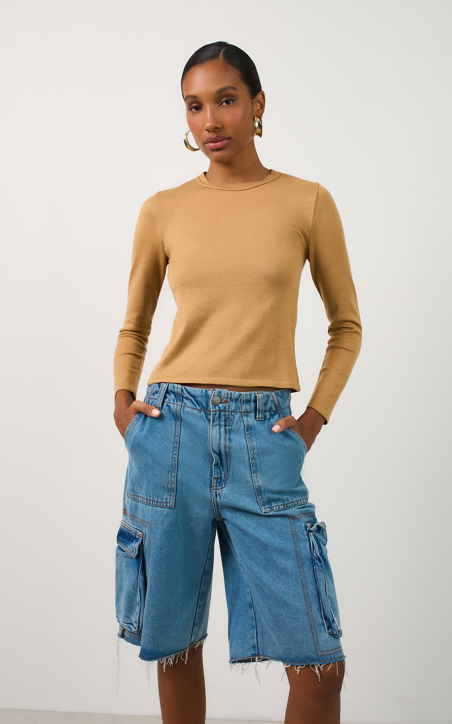Bermuda Jeans Cargo Jeans Medio
