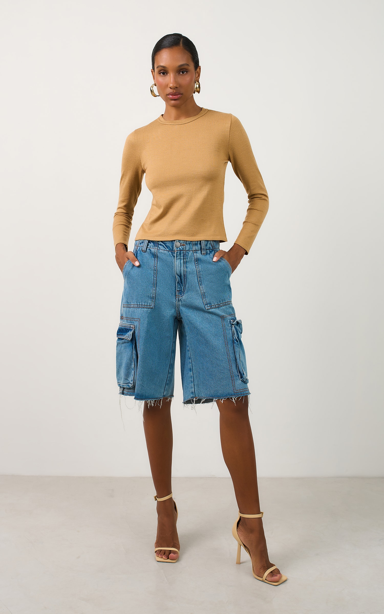Bermuda Jeans Cargo Jeans Medio