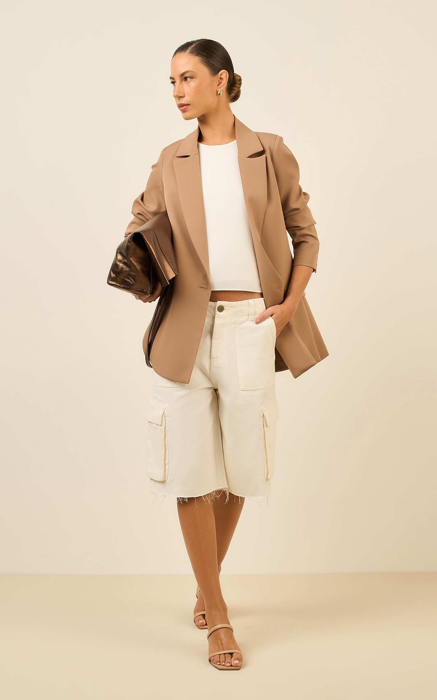 Bermuda Sarja Cargo Off White