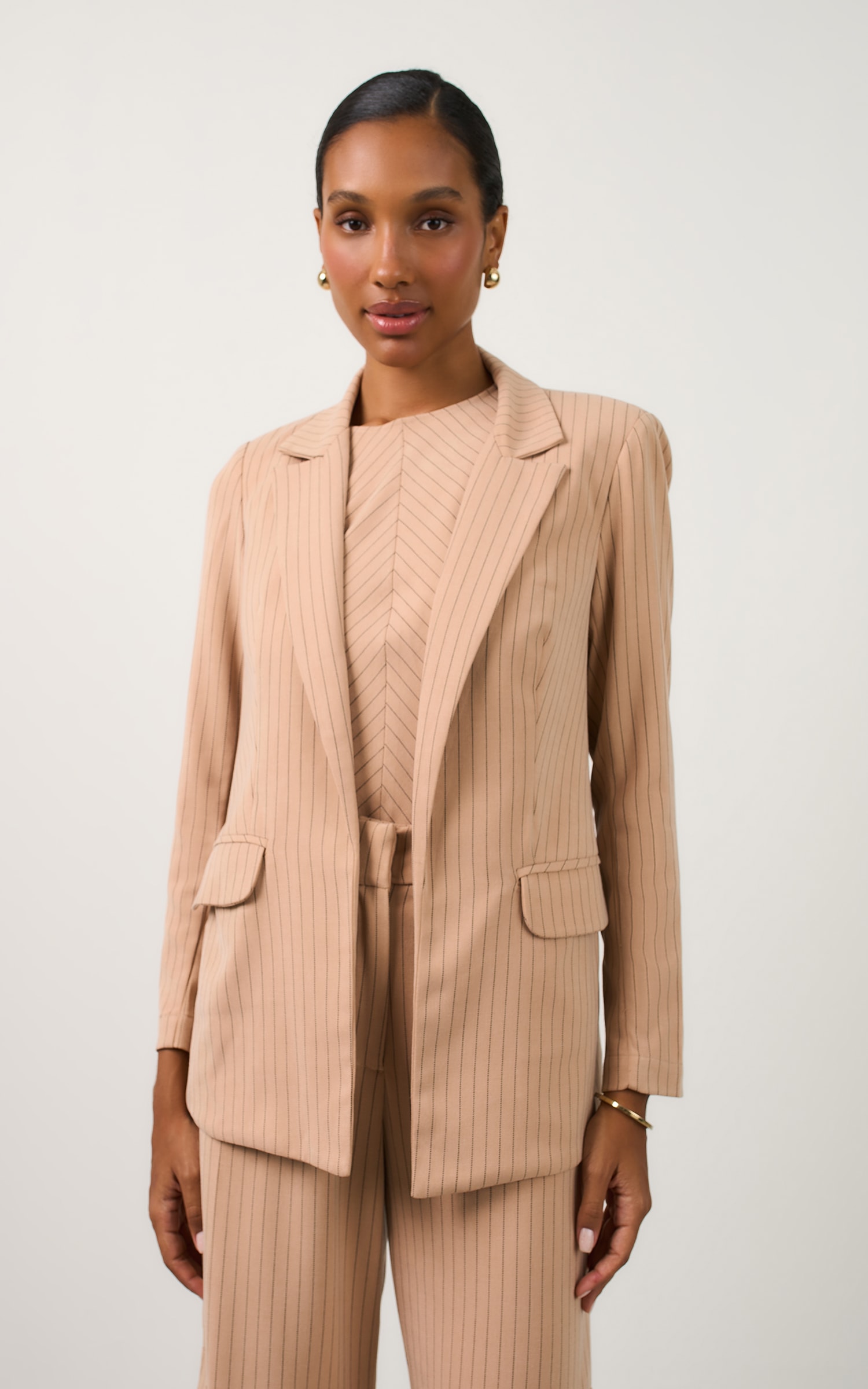 Blazer Artico Lapelas Nude