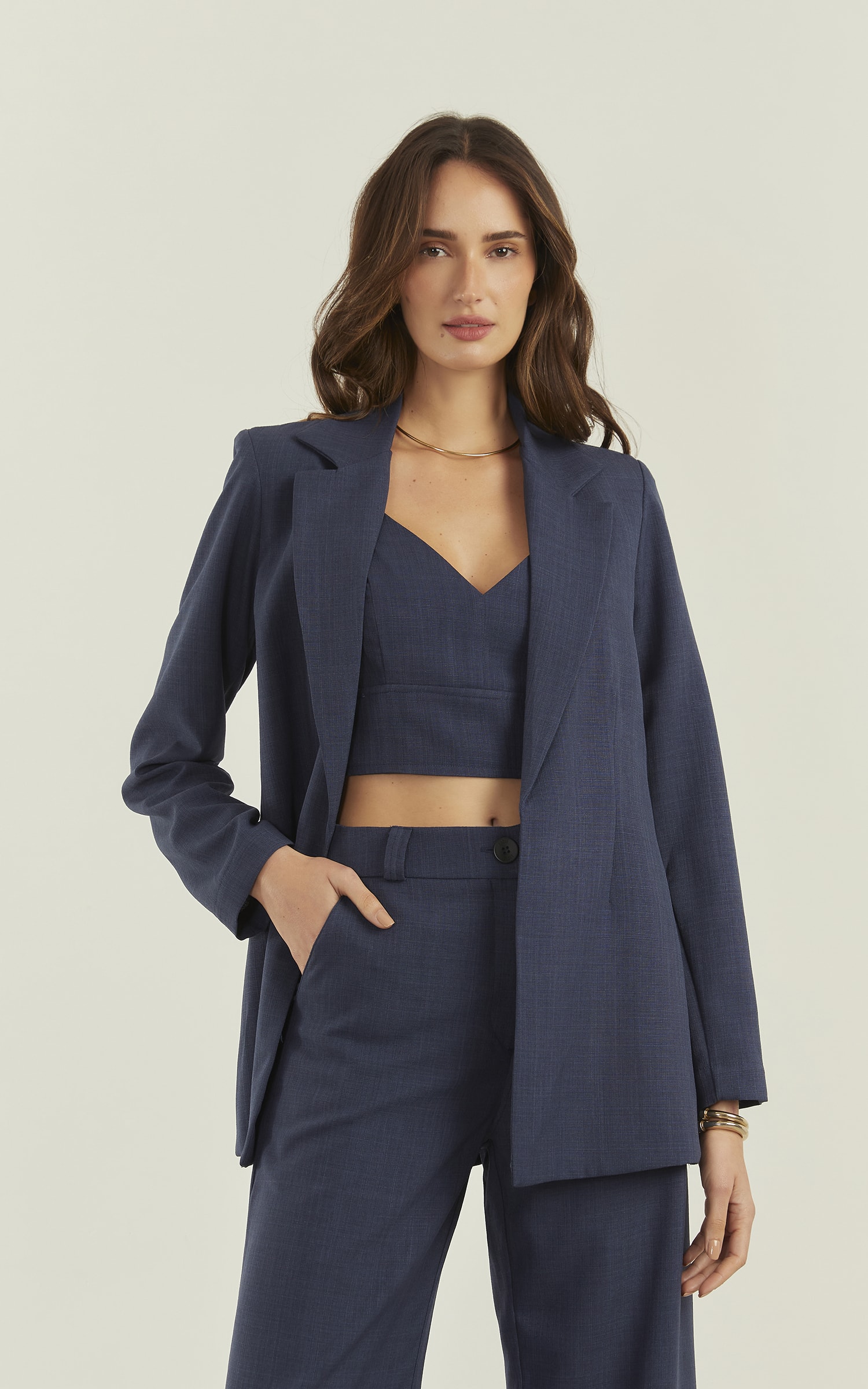 Blazer Aura Basic Marinho