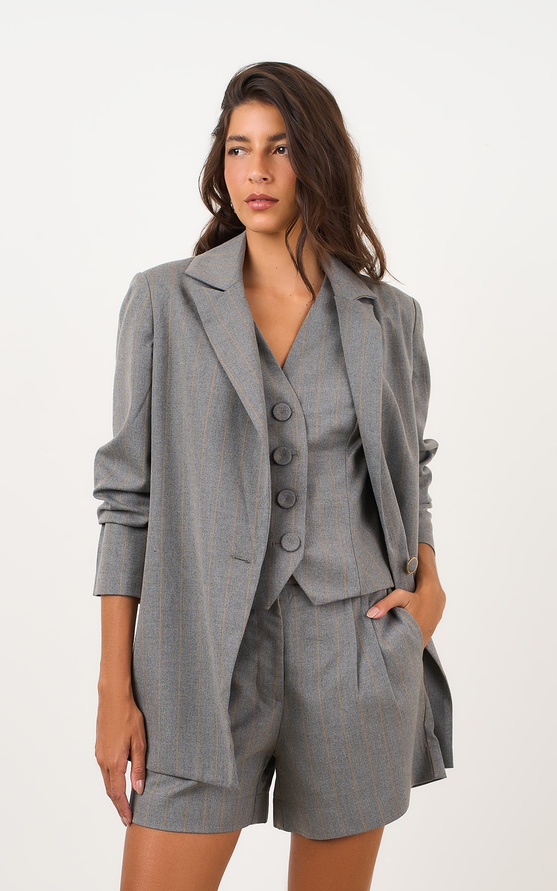 Blazer Botões Allegro Cinza