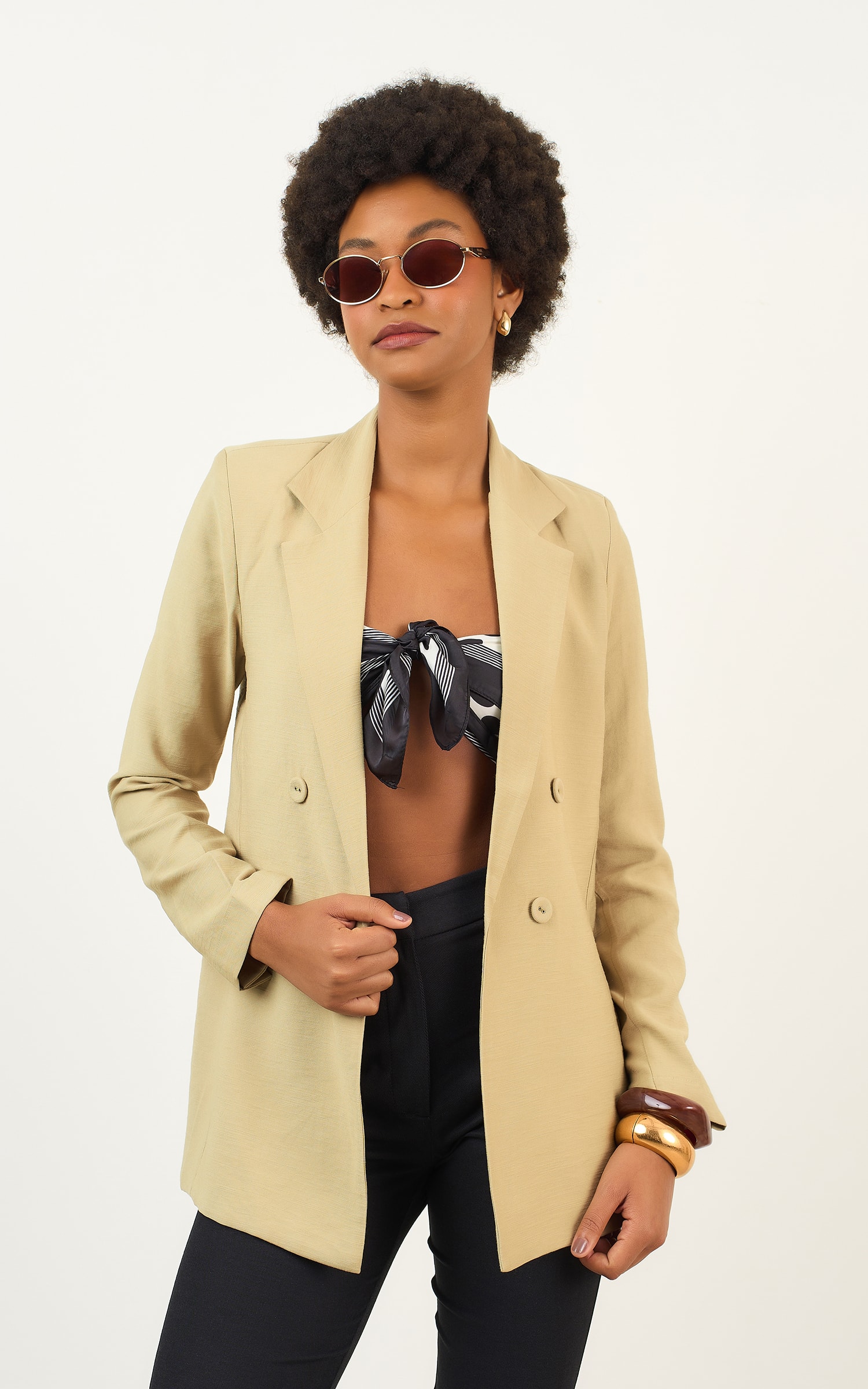 Blazer Botoes Icone Cha Verde