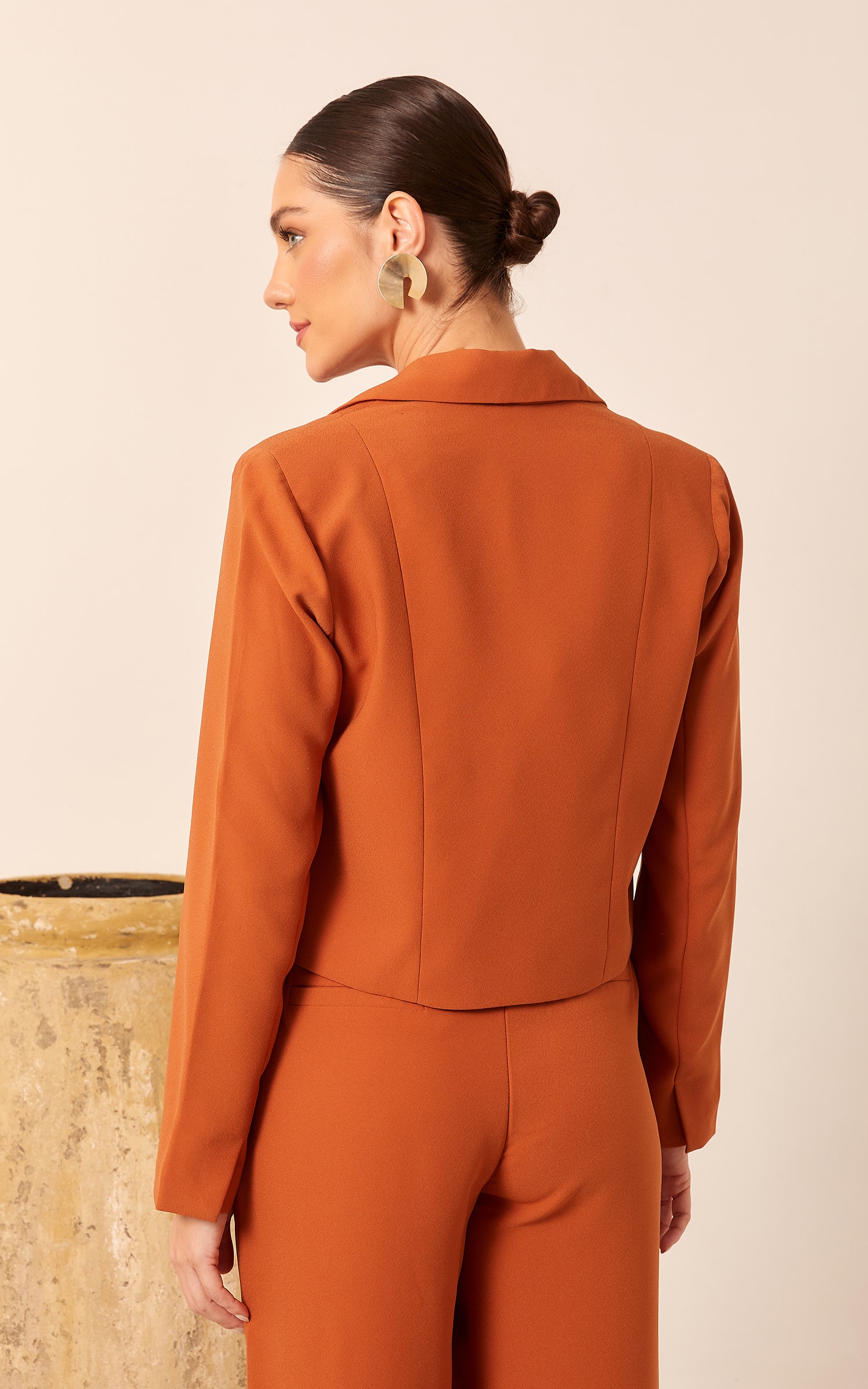Blazer Cropped Amarração Caramelo