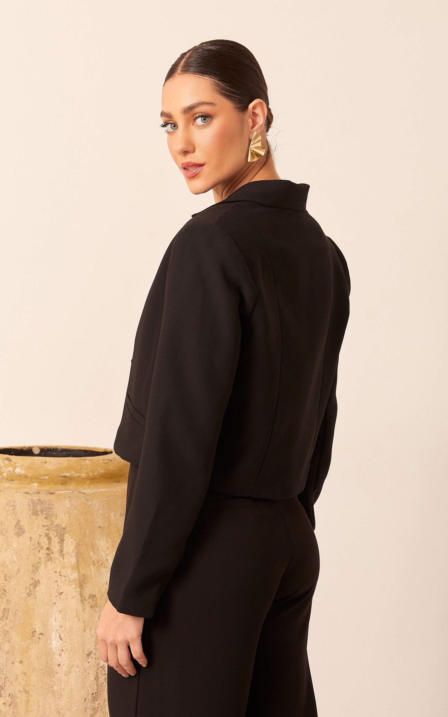 Blazer Cropped Amarração Preto