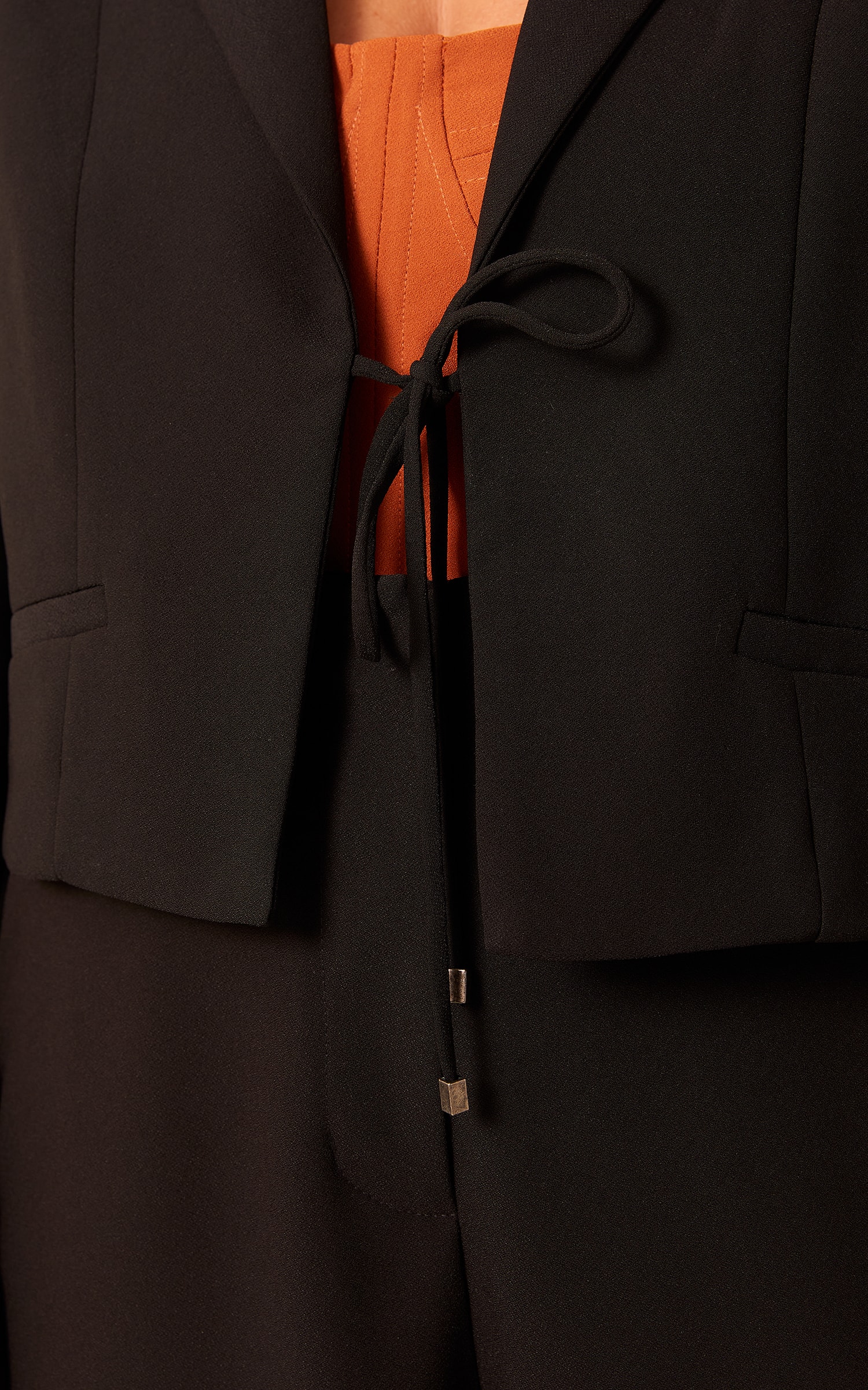 Blazer Cropped Amarração Preto