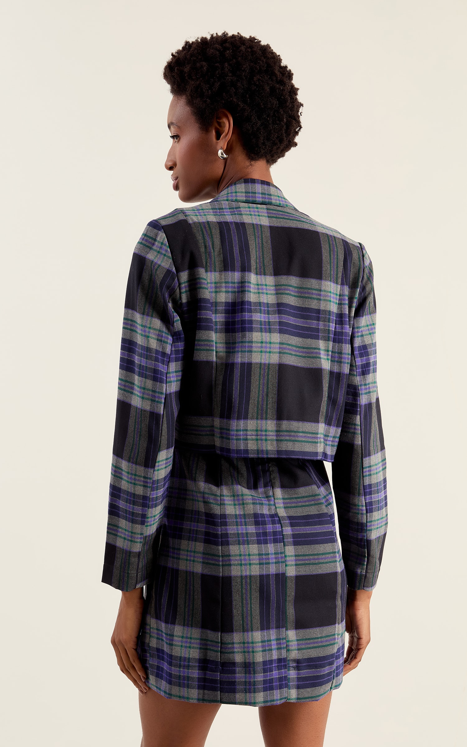 Blazer Cropped Chess Preto
