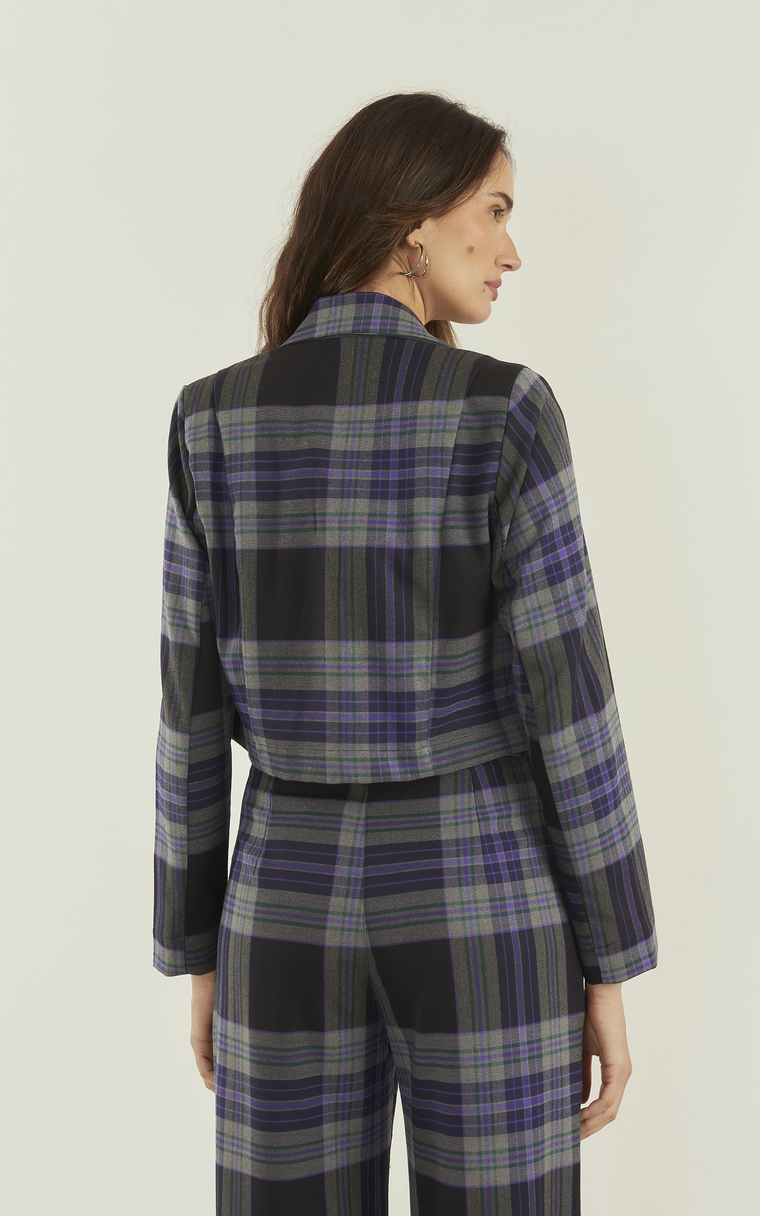 Blazer Cropped Chess Preto