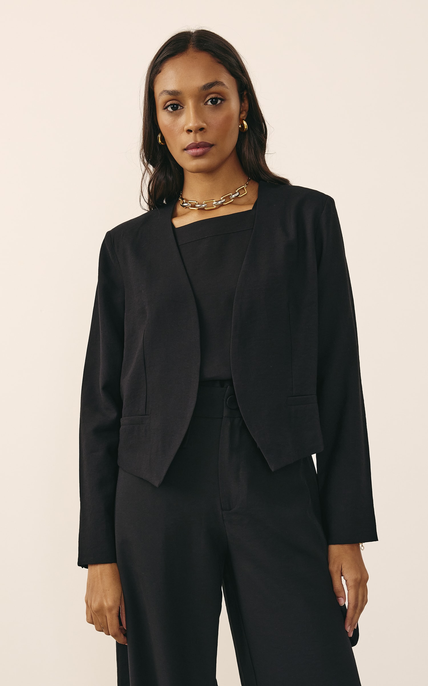 Blazer Cropped Mind Preto
