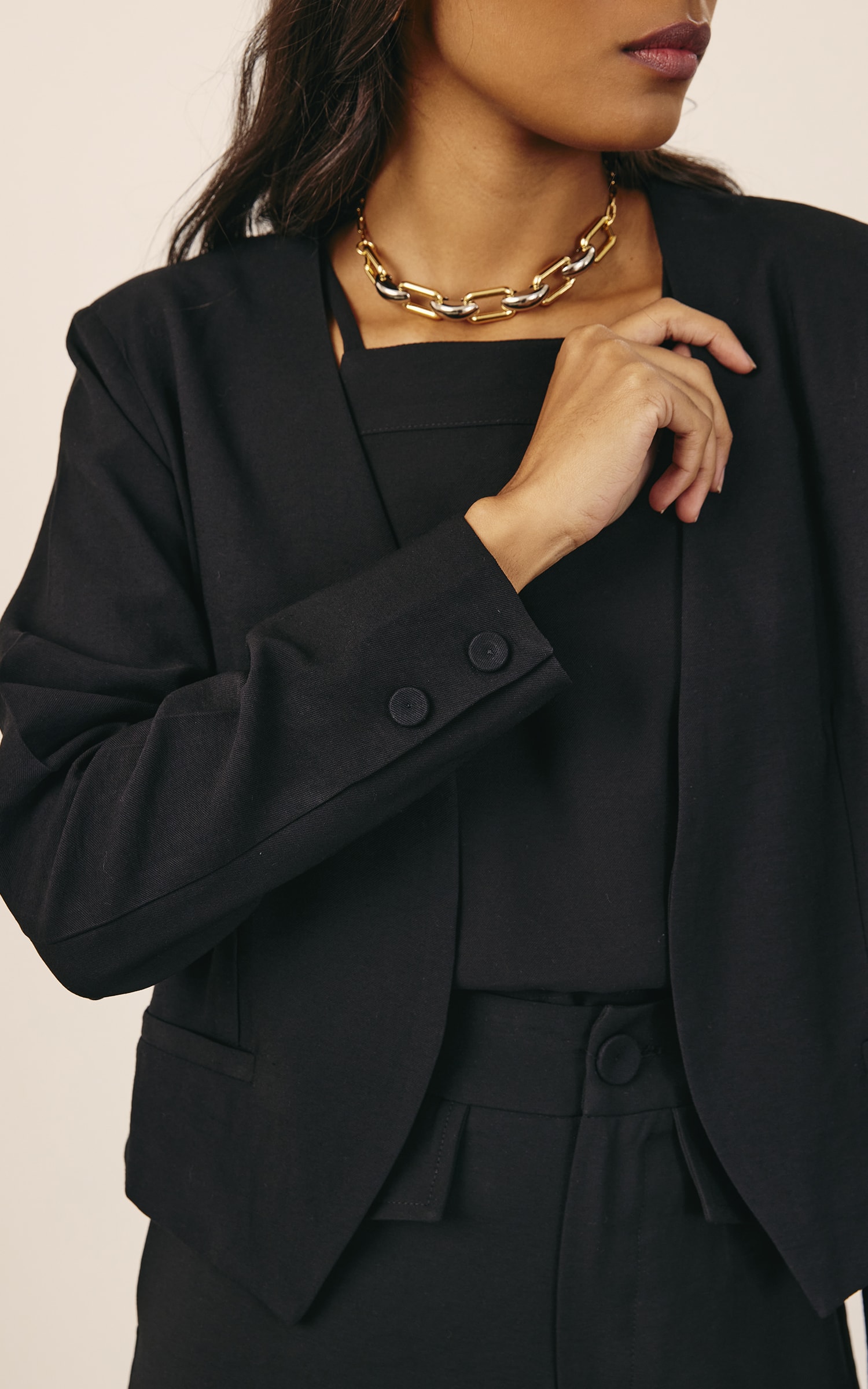 Blazer Cropped Mind Preto
