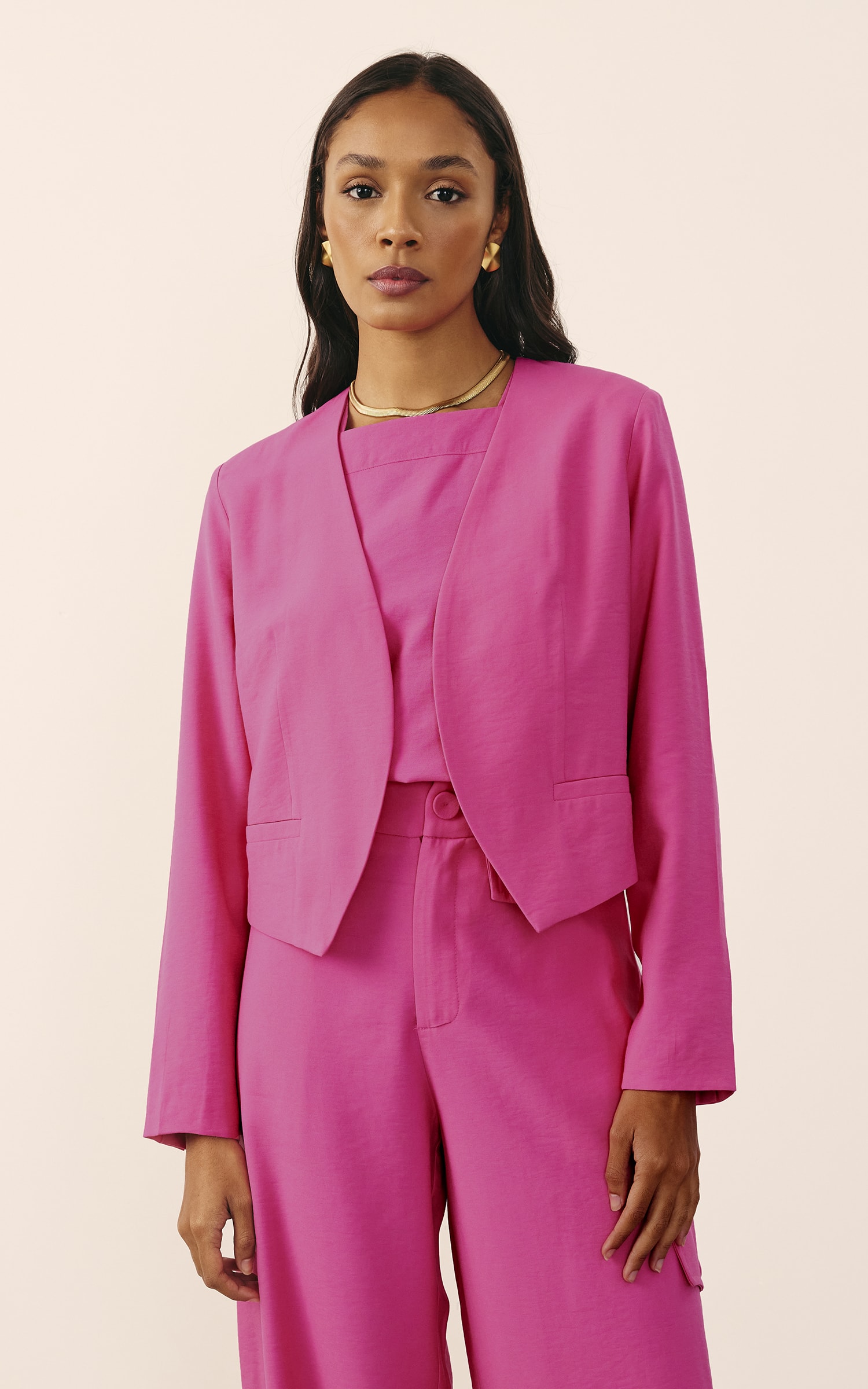 Blazer Cropped Mind Rosa