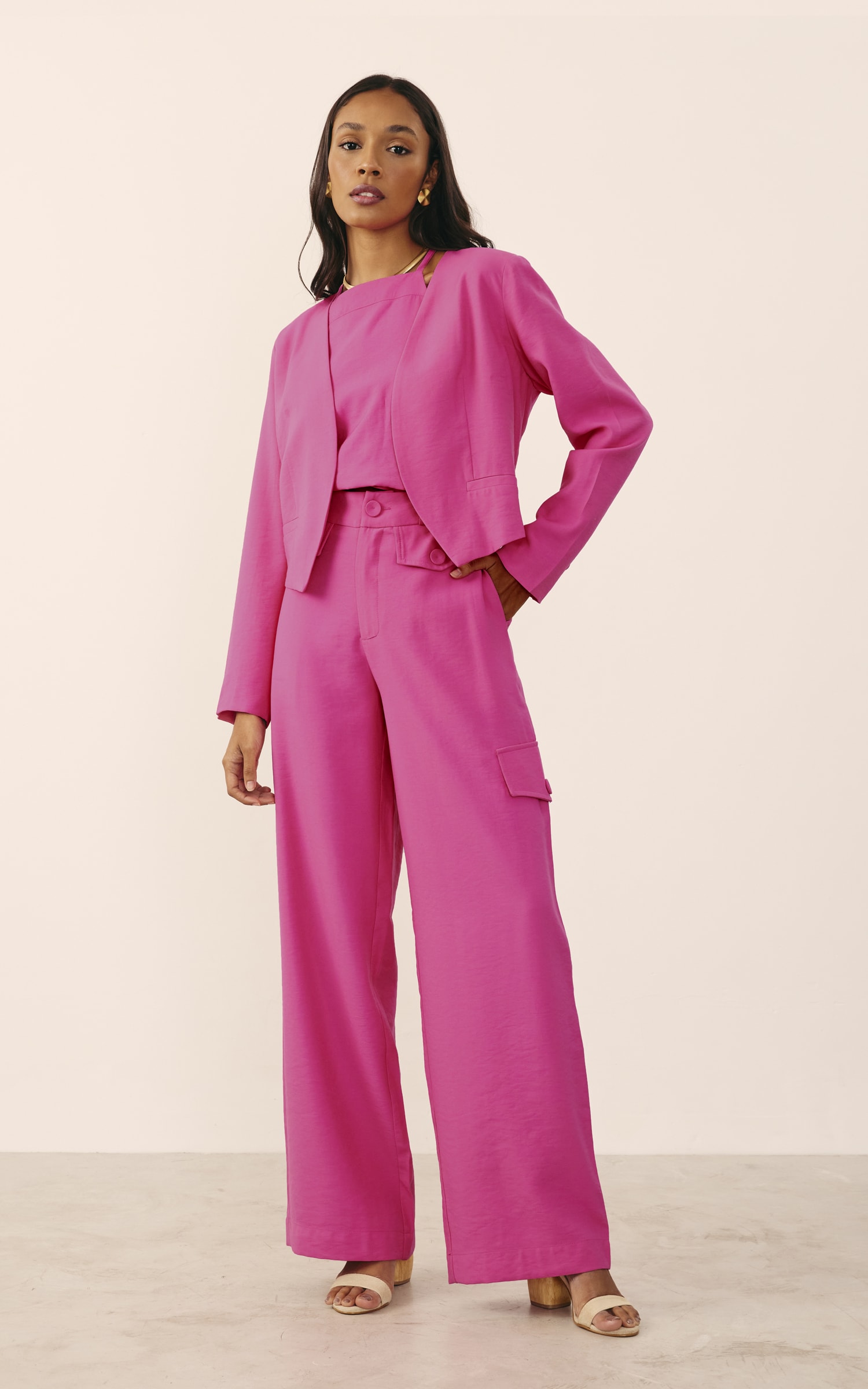 Blazer Cropped Mind Rosa
