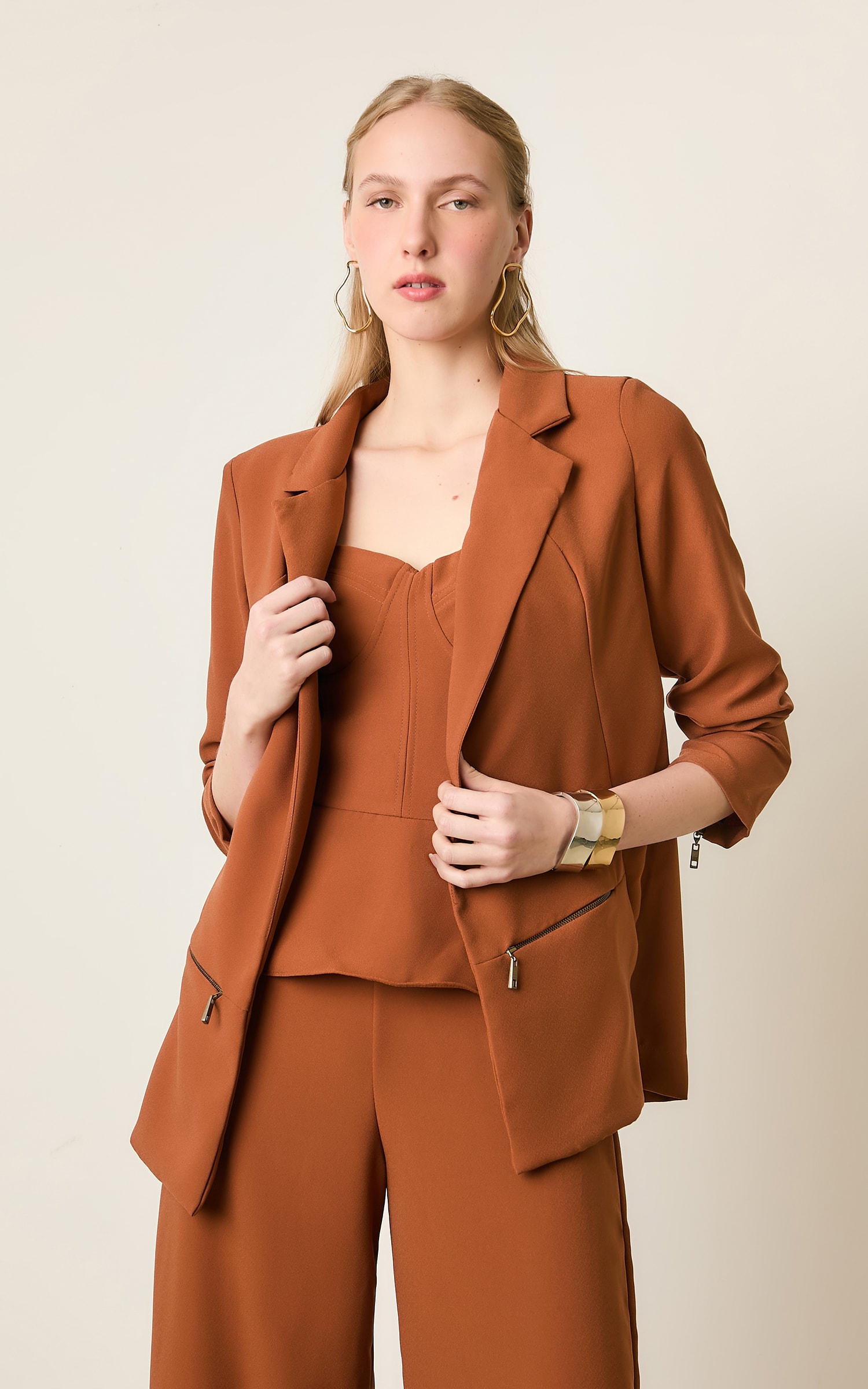 Blazer Cropped Mountain Caqui