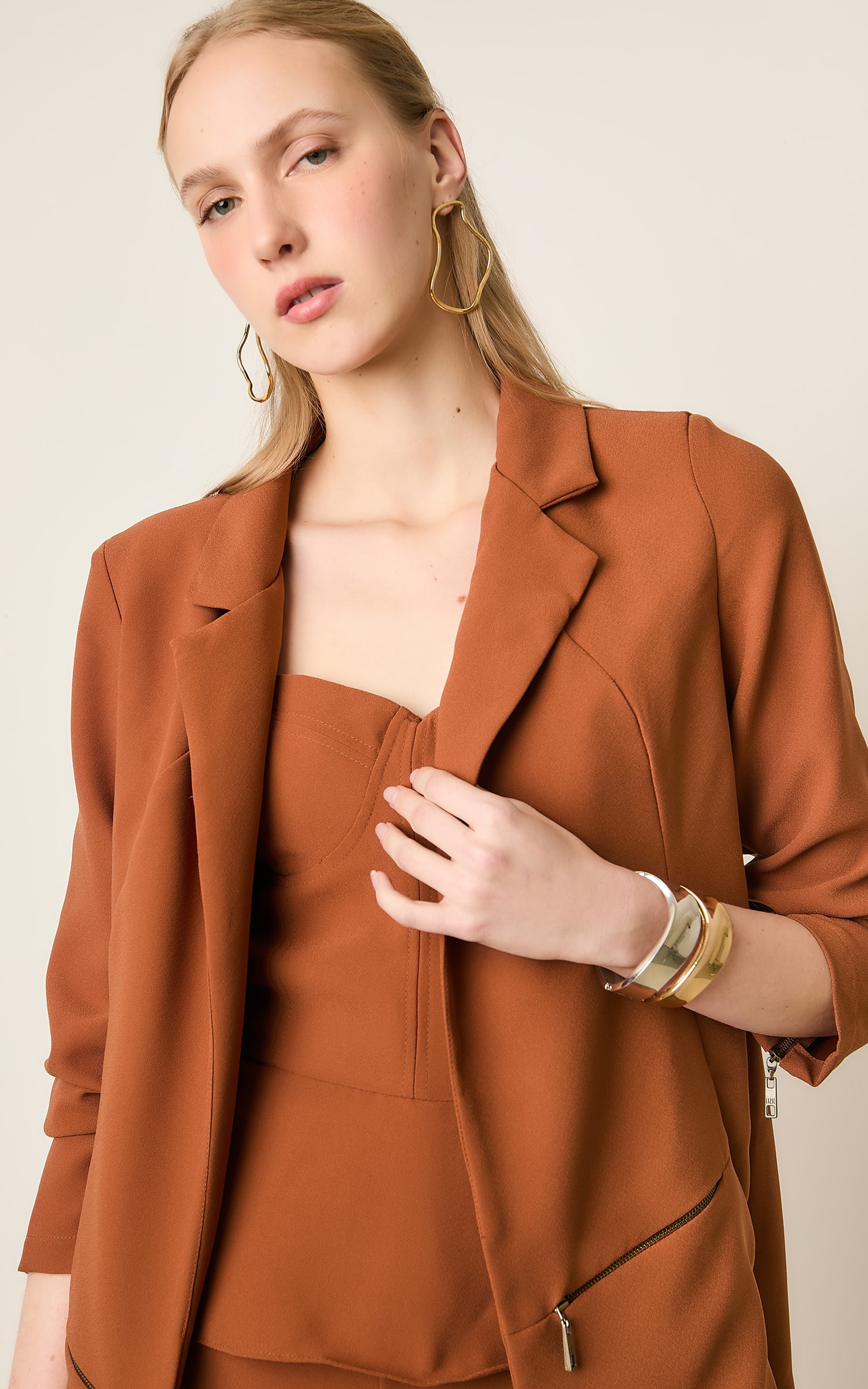 Blazer Cropped Mountain Caqui