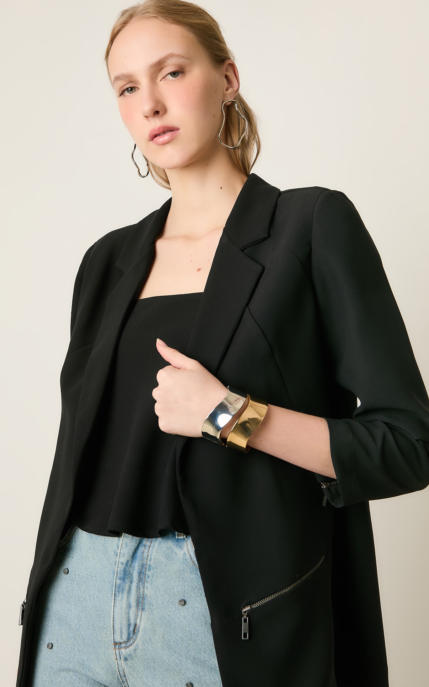 Blazer Cropped Mountain Preto