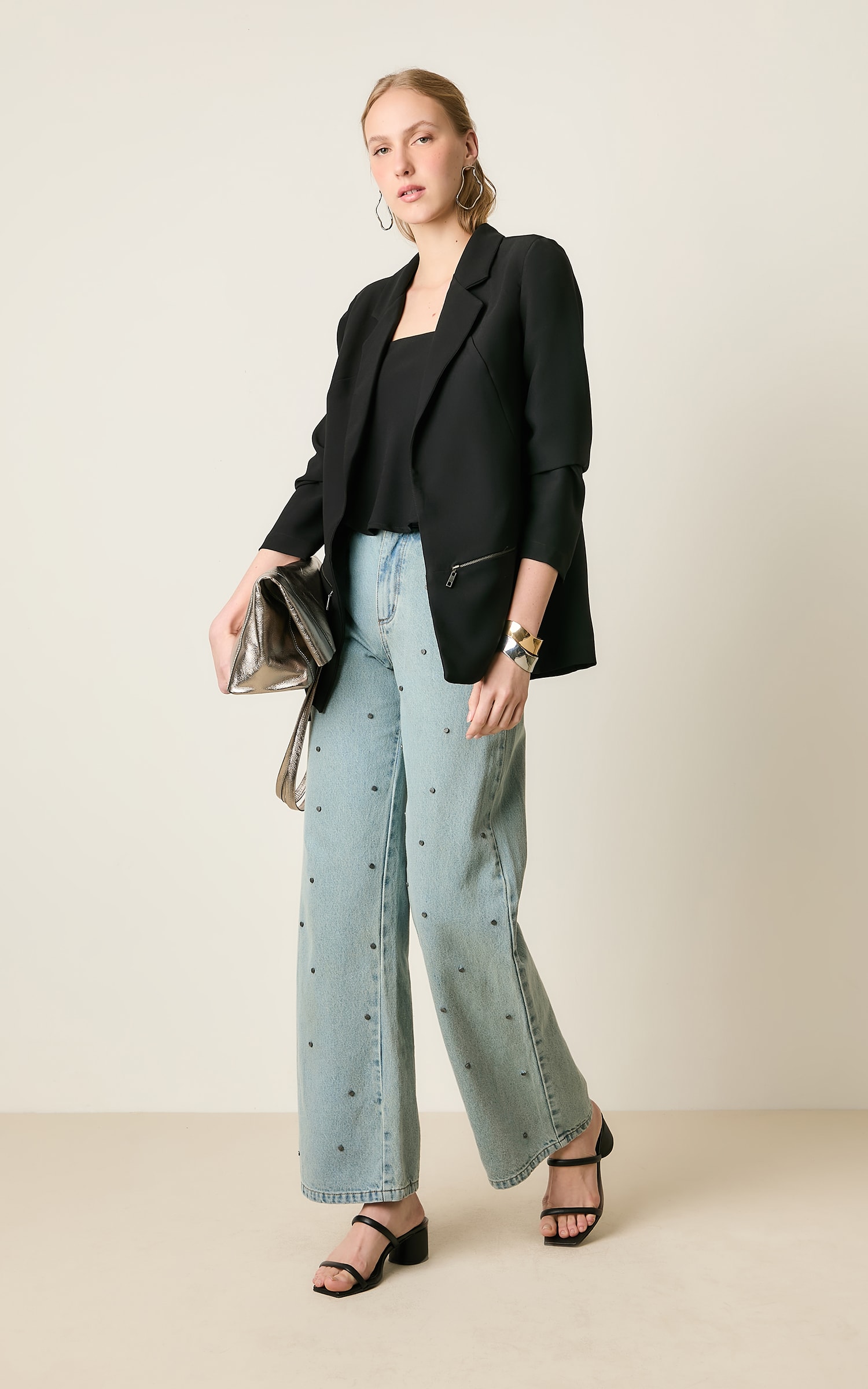 Blazer Cropped Mountain Preto