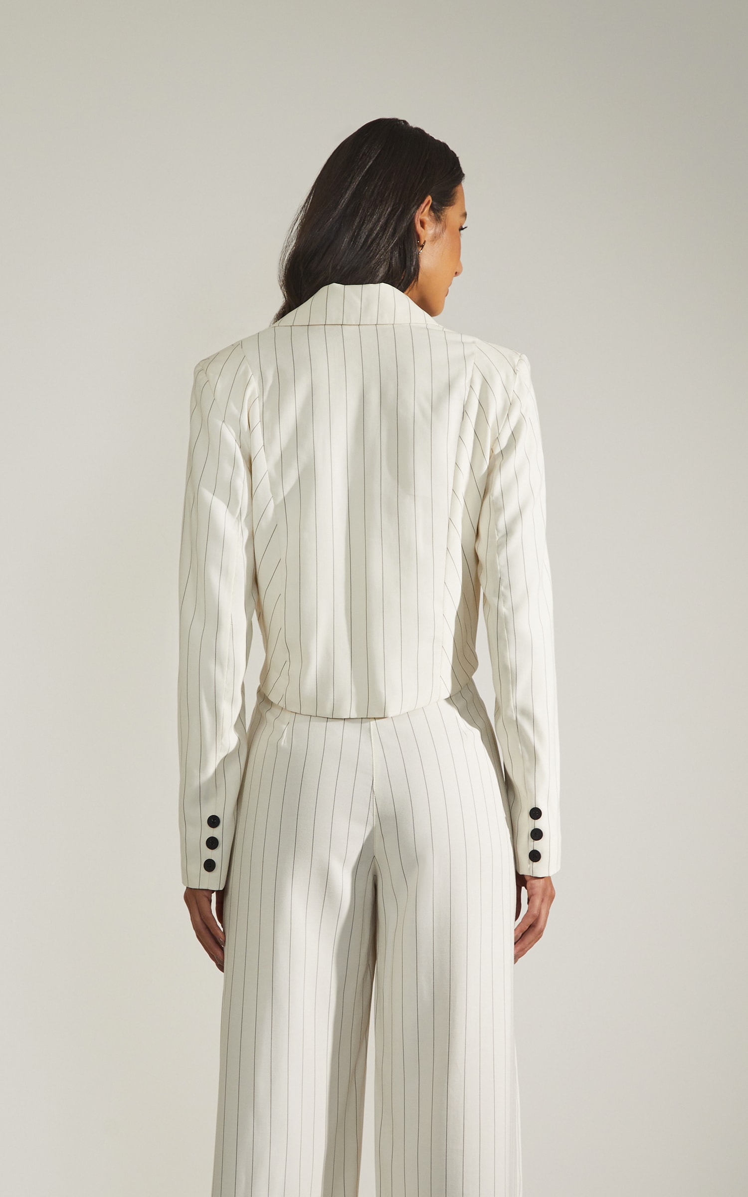 Blazer Cropped Risca de Giz Off White