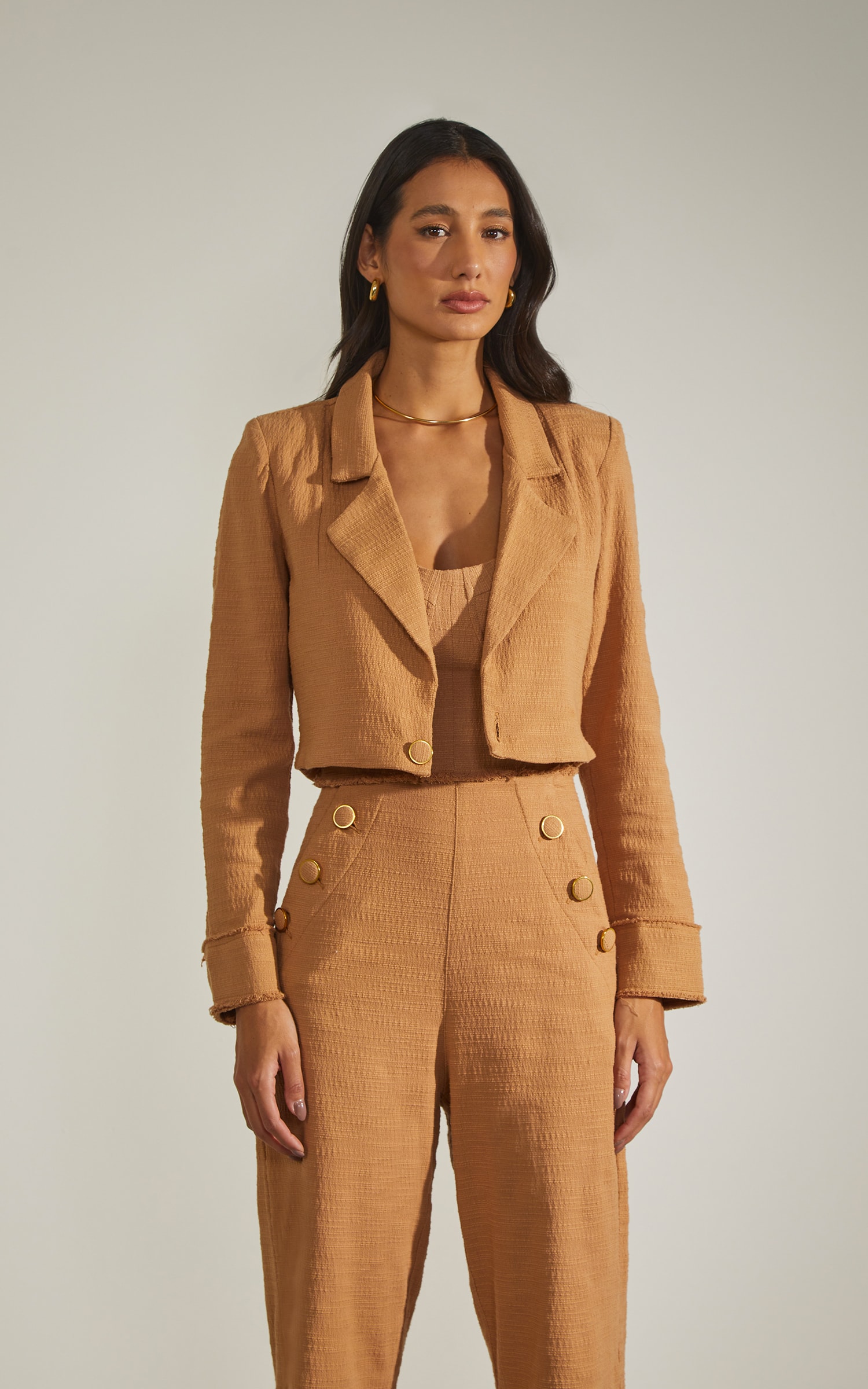 Blazer Cropped Riviera Caqui