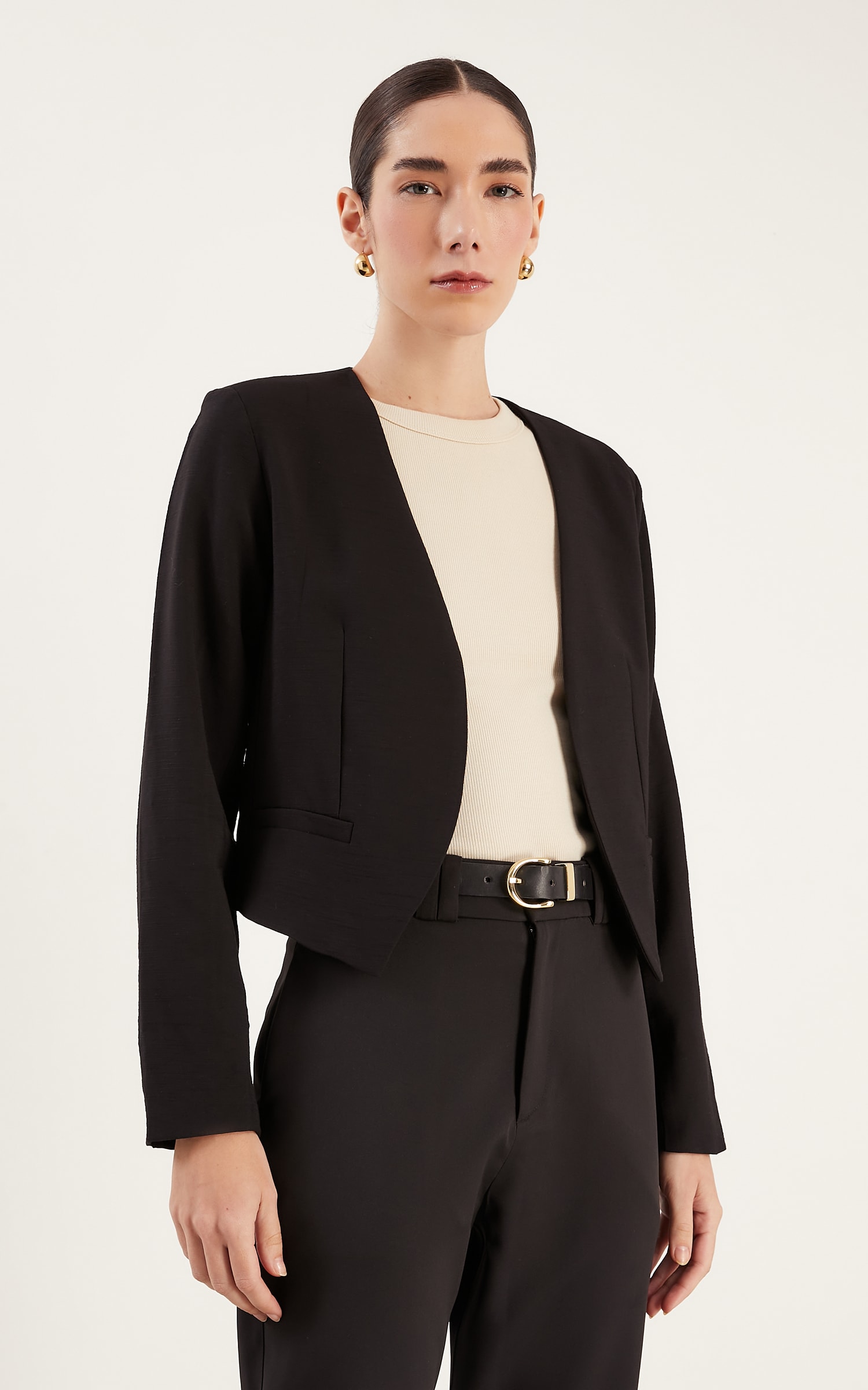 Blazer Cropped Semear Preto