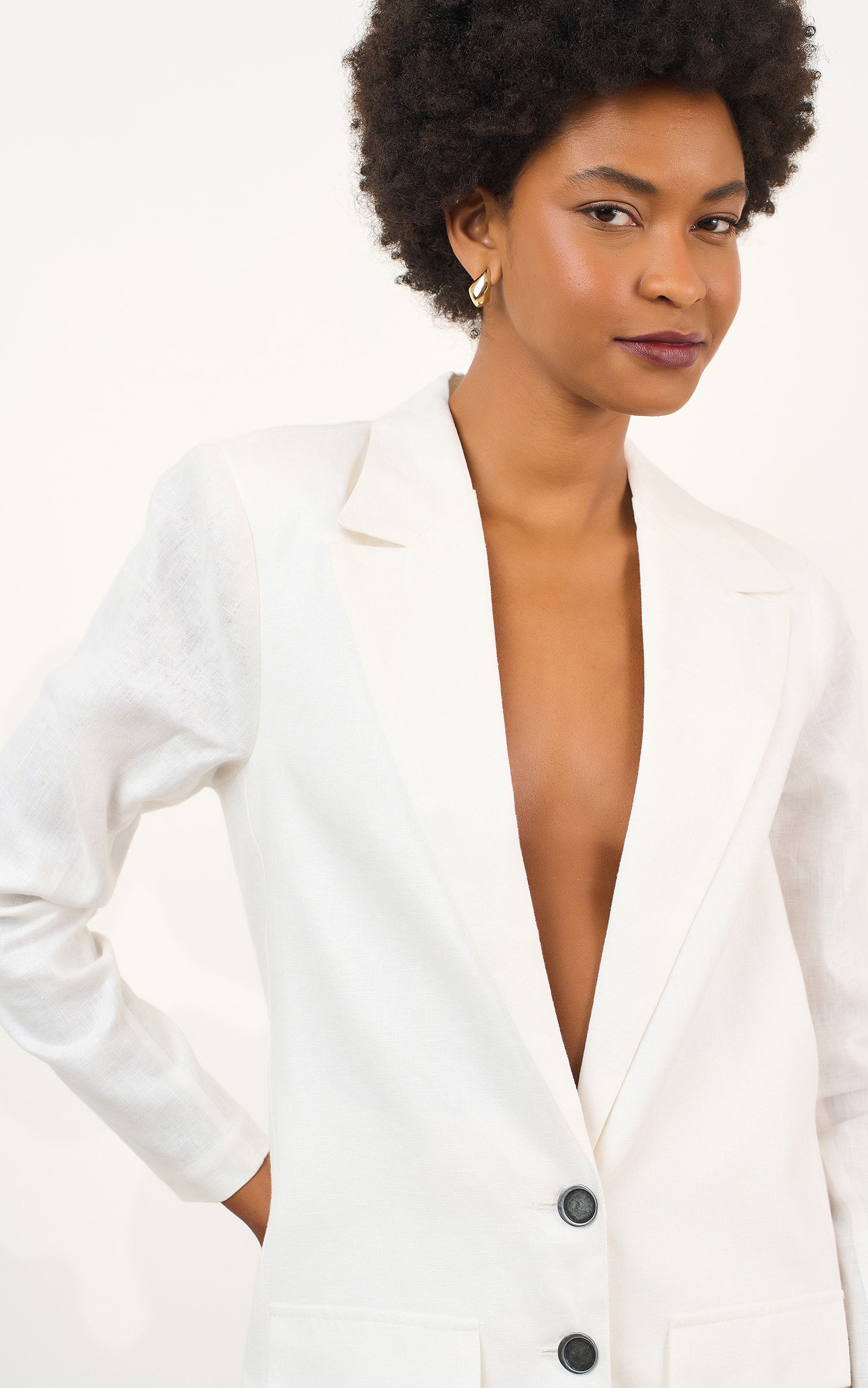 Blazer Linho Mam Off White