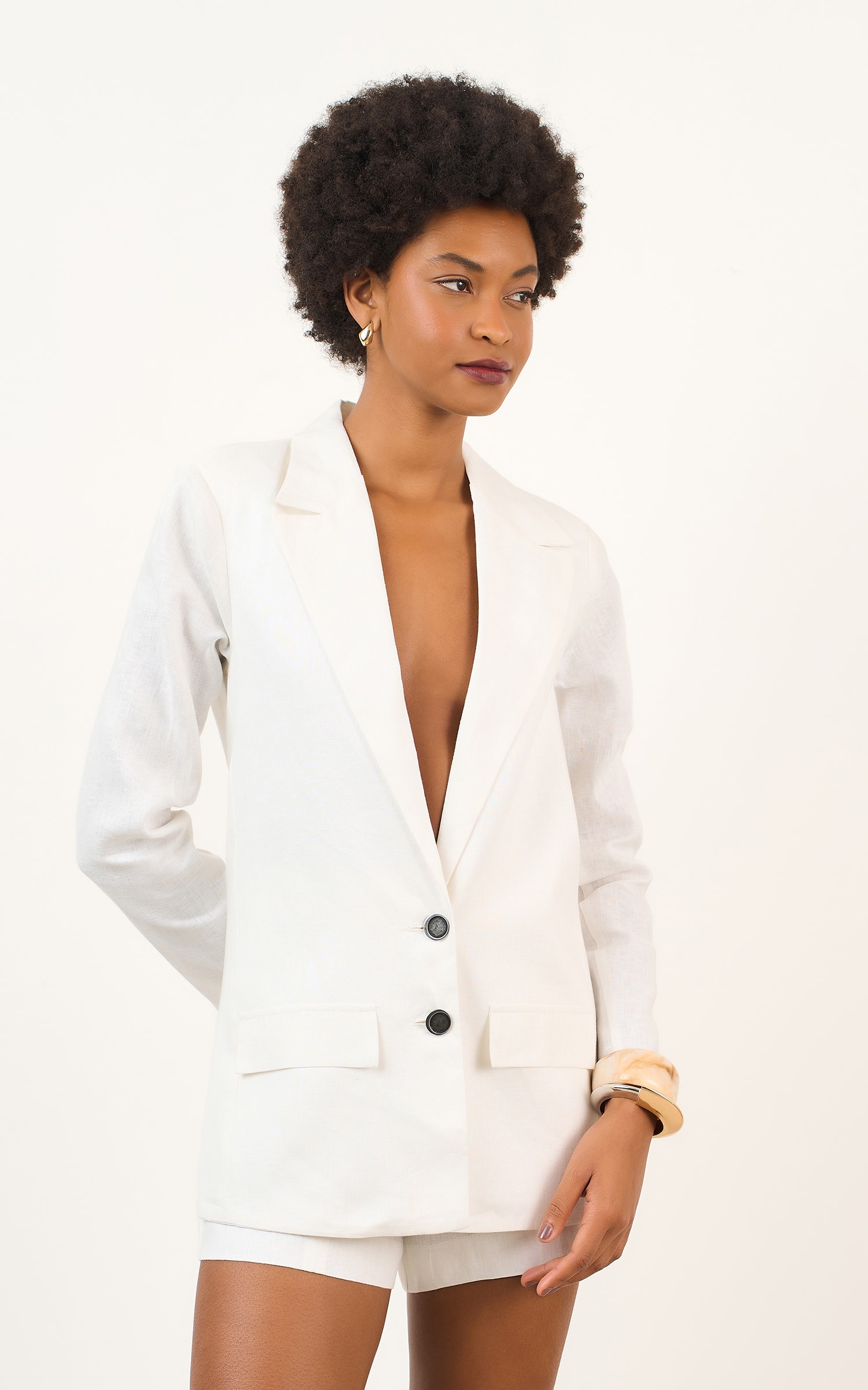 Blazer Linho Mam Off White