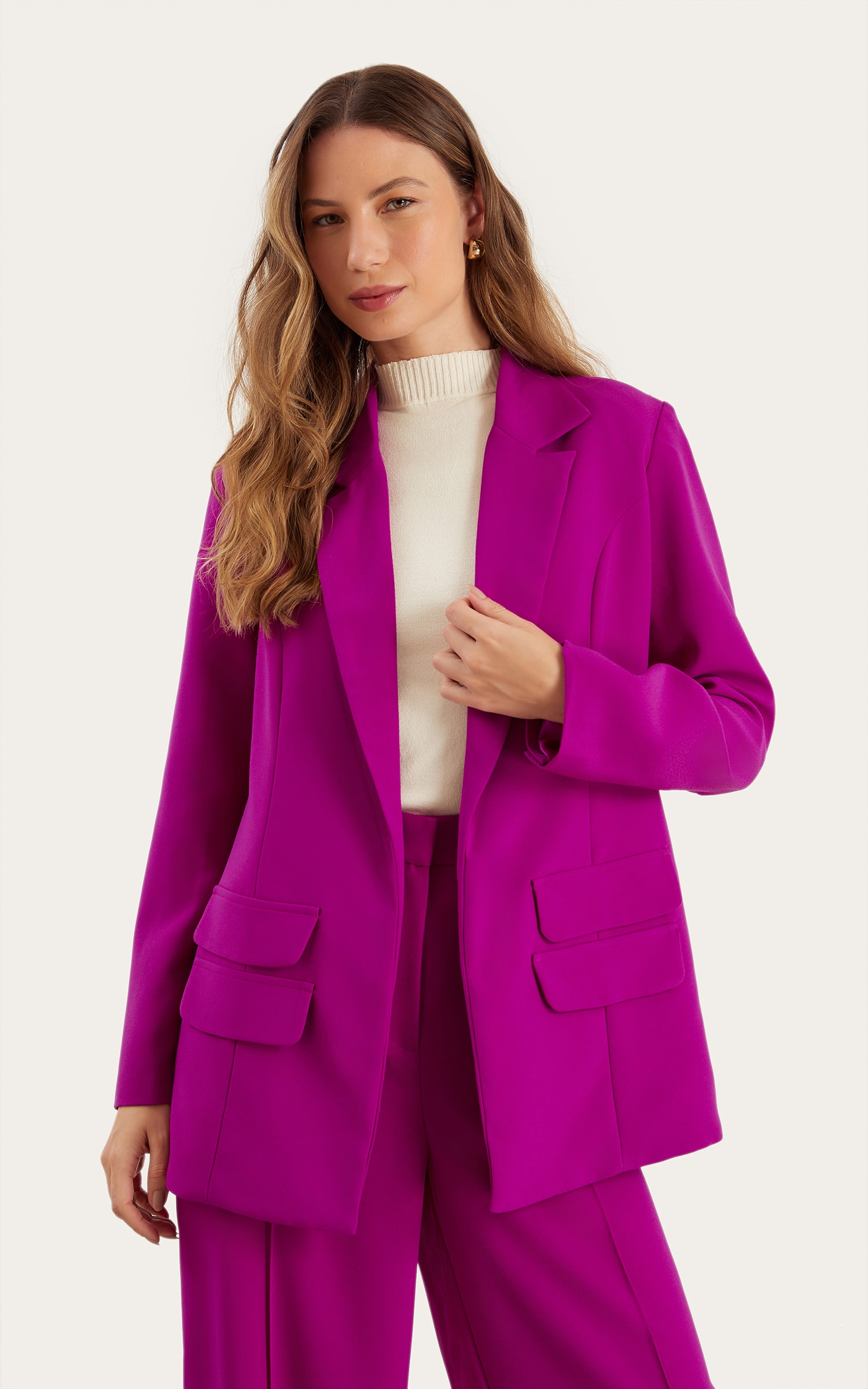 Blazer Living Detalhe Lapela Fucsia