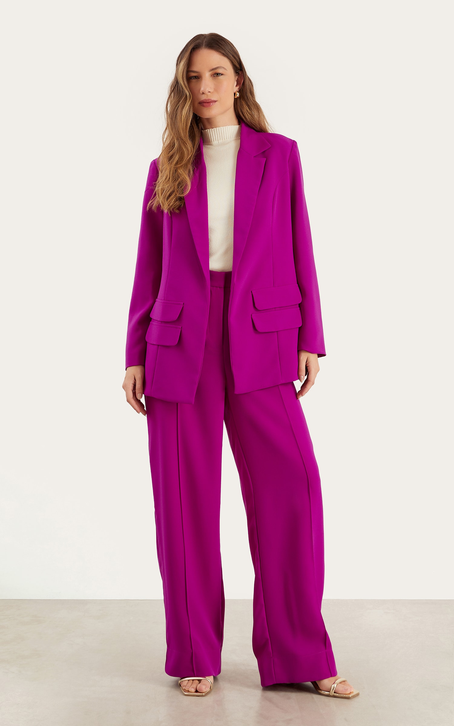 Blazer Living Detalhe Lapela Fucsia