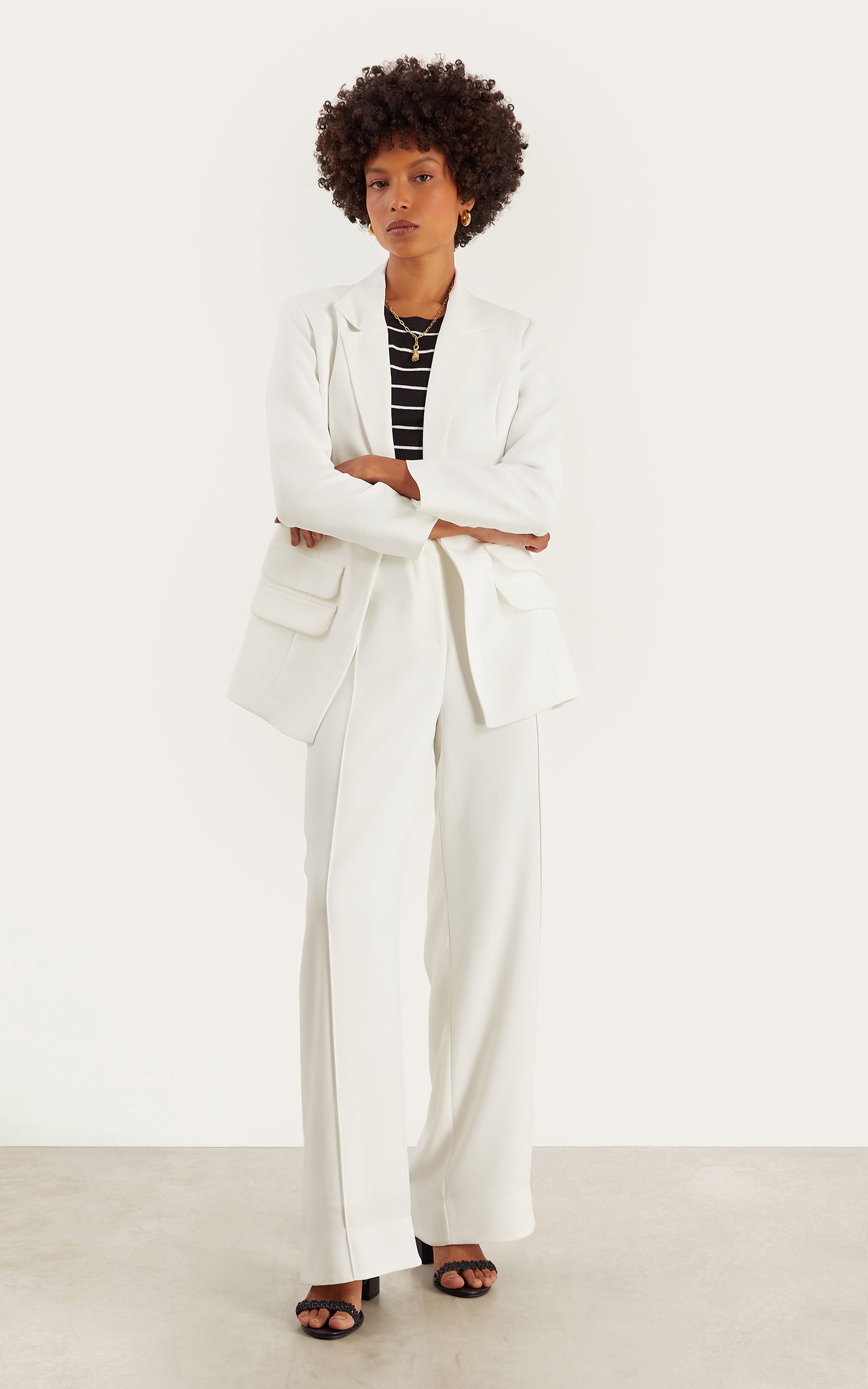 Blazer Living Detalhe Lapela Off White