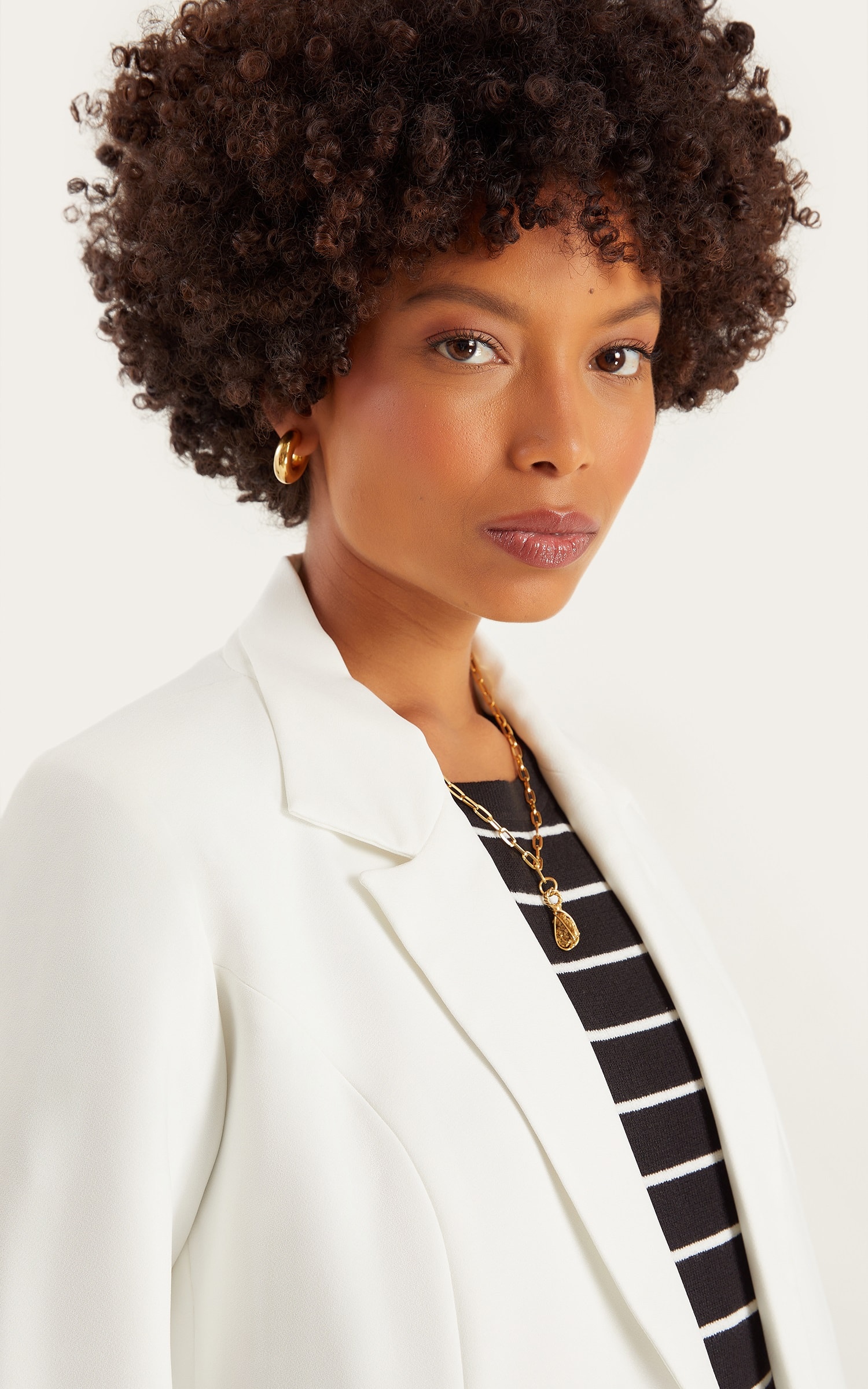 Blazer Living Detalhe Lapela Off White