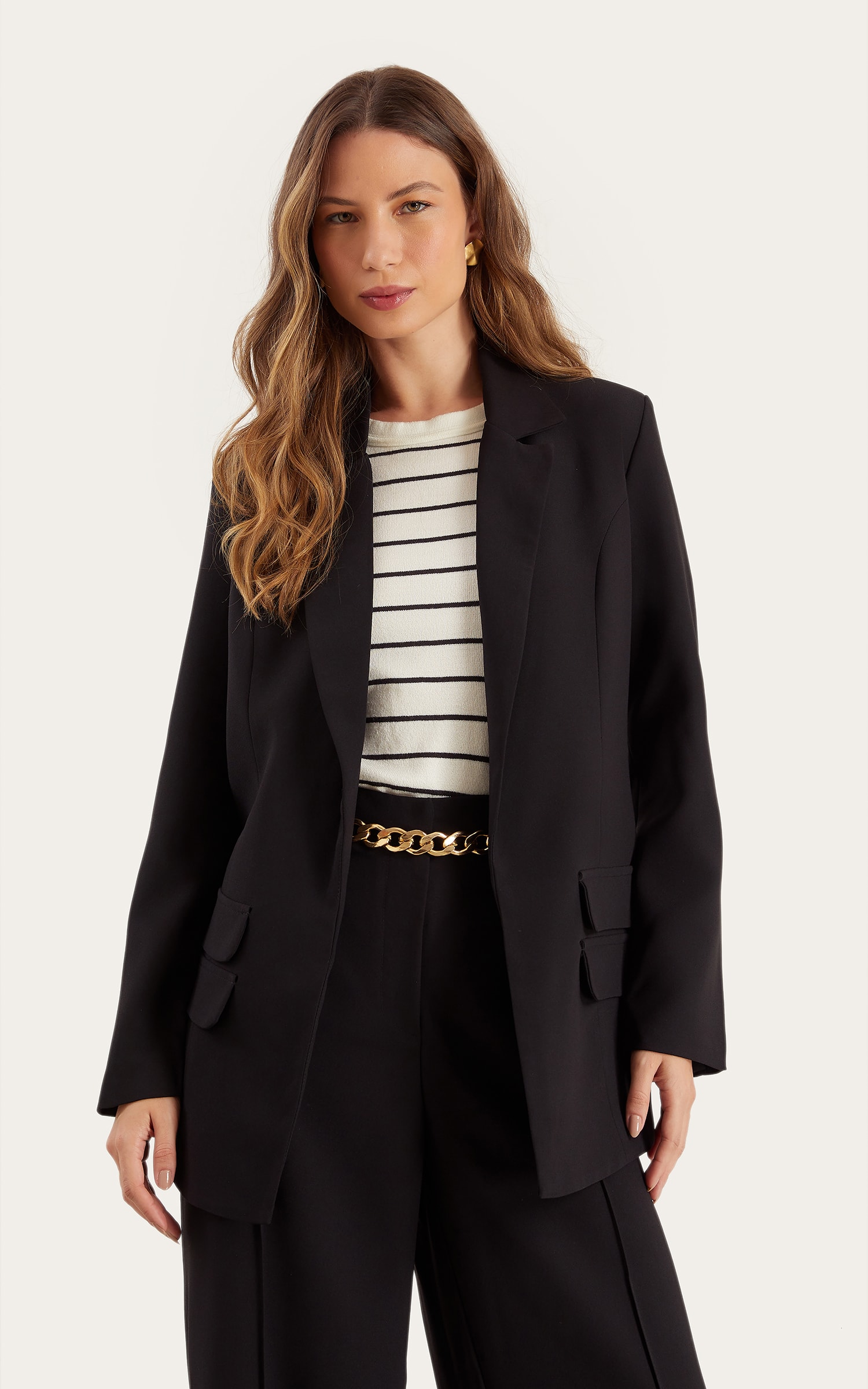 Blazer Living Detalhe Lapela Preto