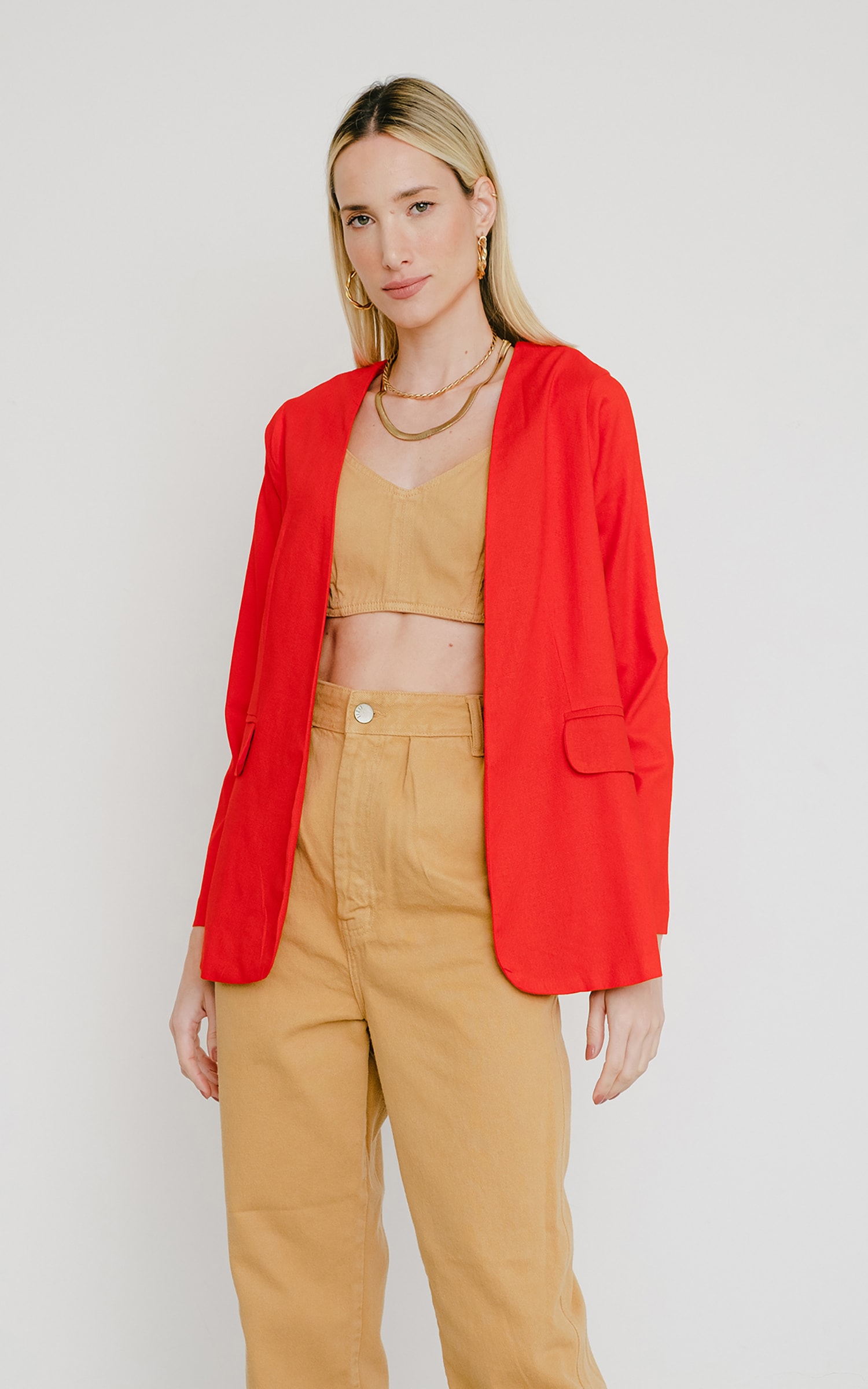 Blazer Neutro Vermelho
