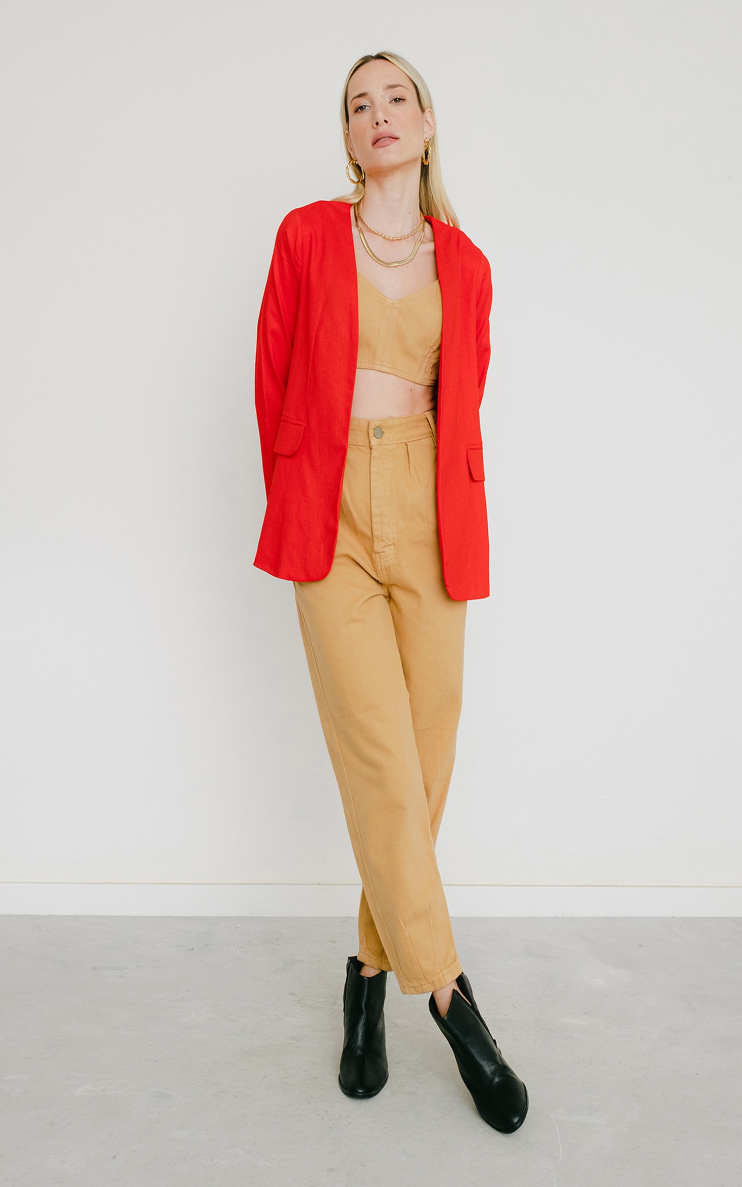 Blazer Neutro Vermelho