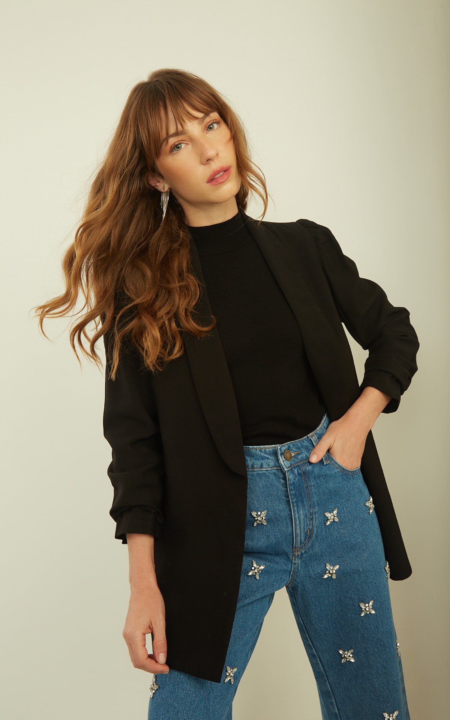 Blazer Paris Detalhe Manga Preto