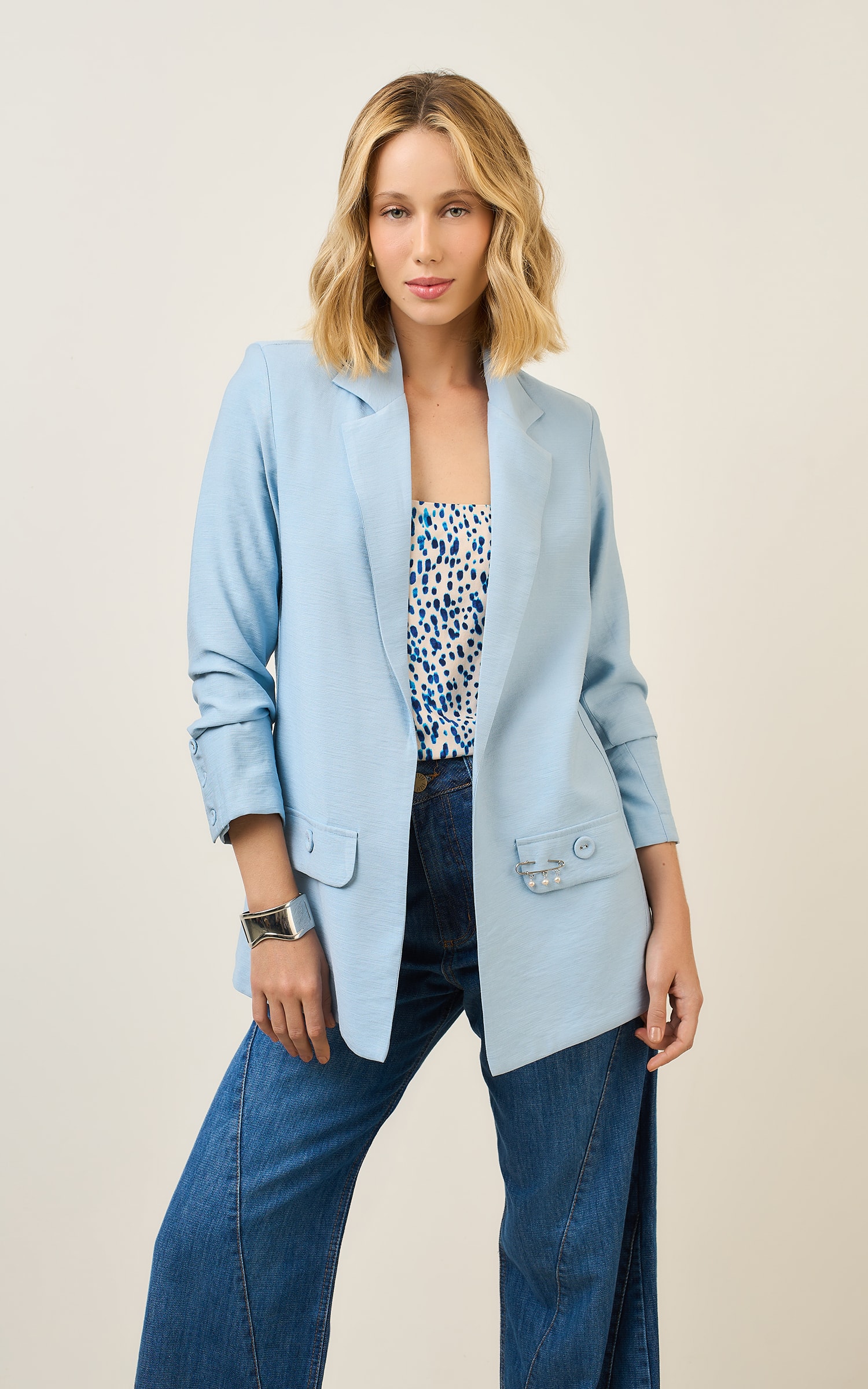 Blazer Print Azul Fresh