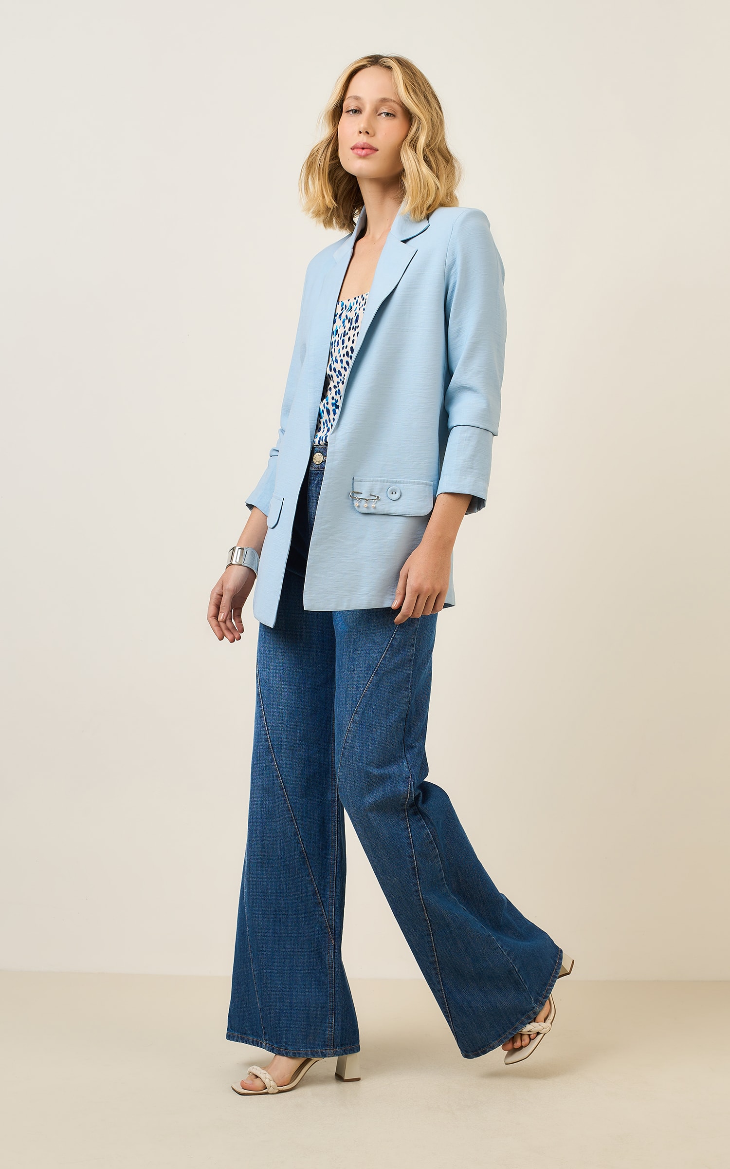 Blazer Print Azul Fresh