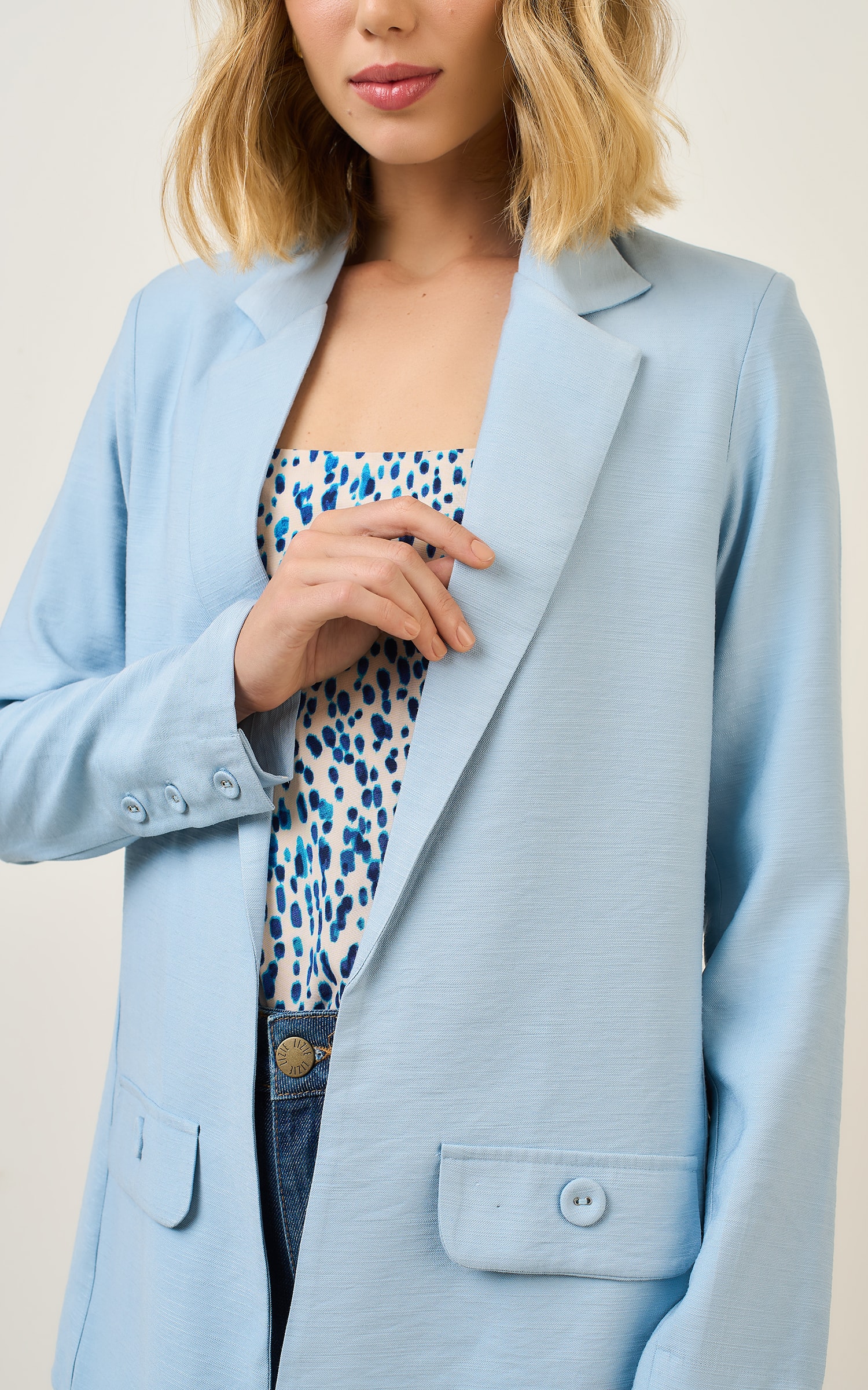 Blazer Print Azul Fresh