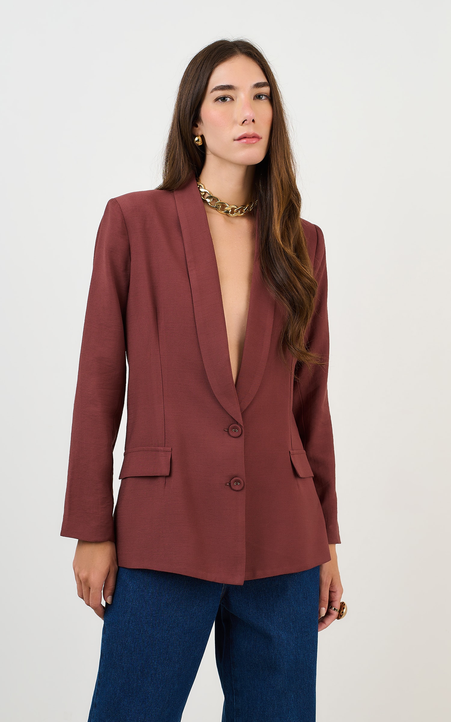 Blazer Reto Amaranto Chocolate