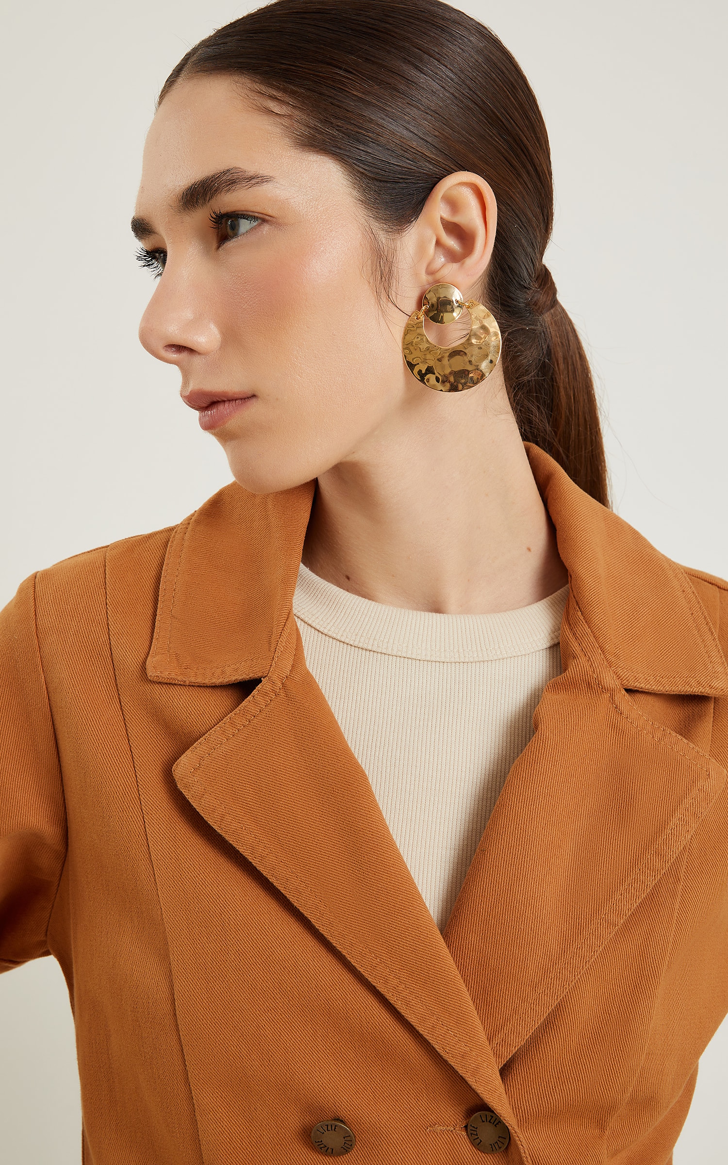 Blazer Sarja Botões Caramelo