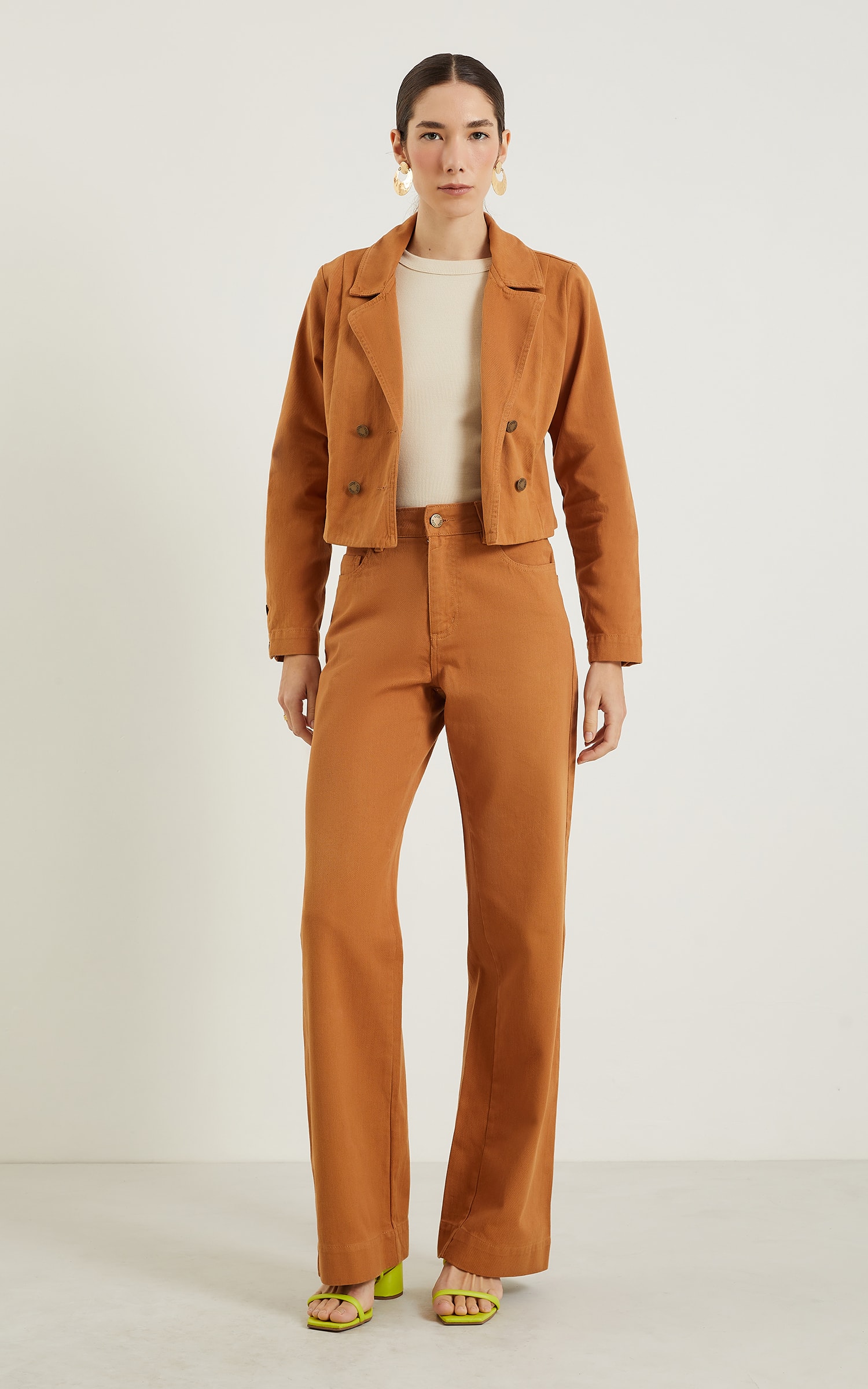 Blazer Sarja Botões Caramelo