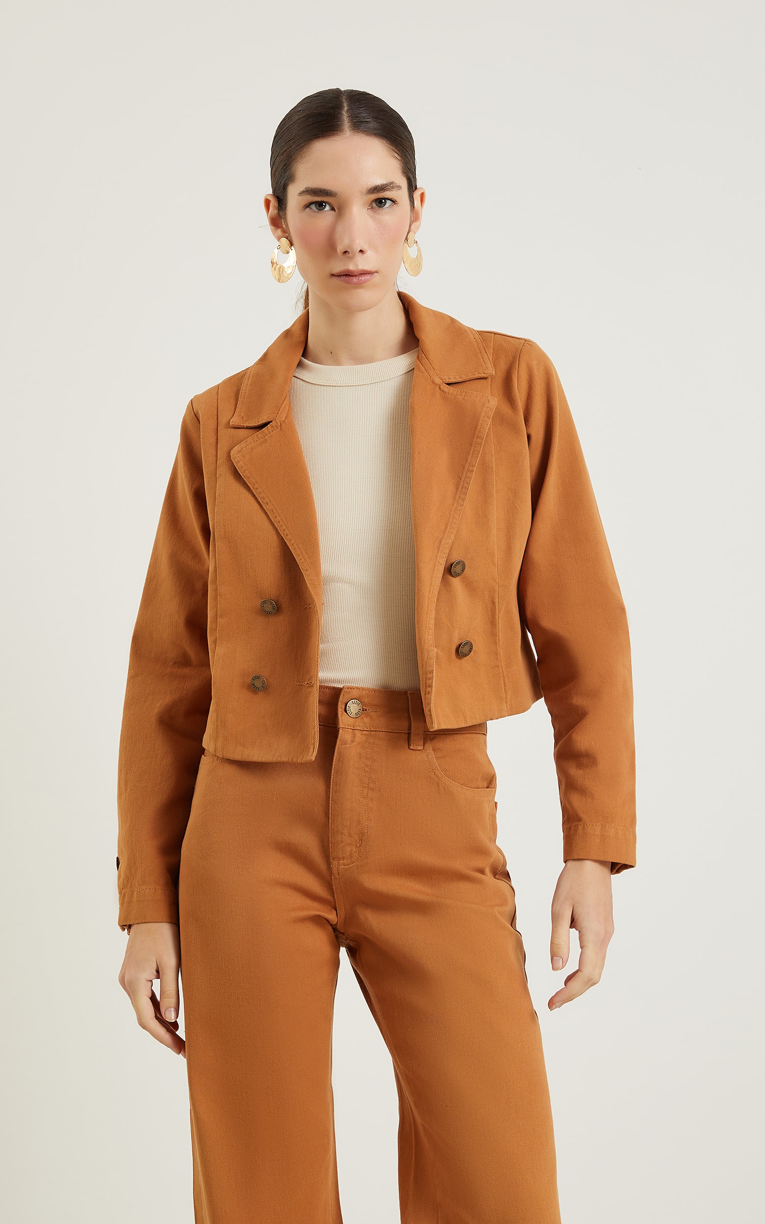 Blazer Sarja Botões Caramelo