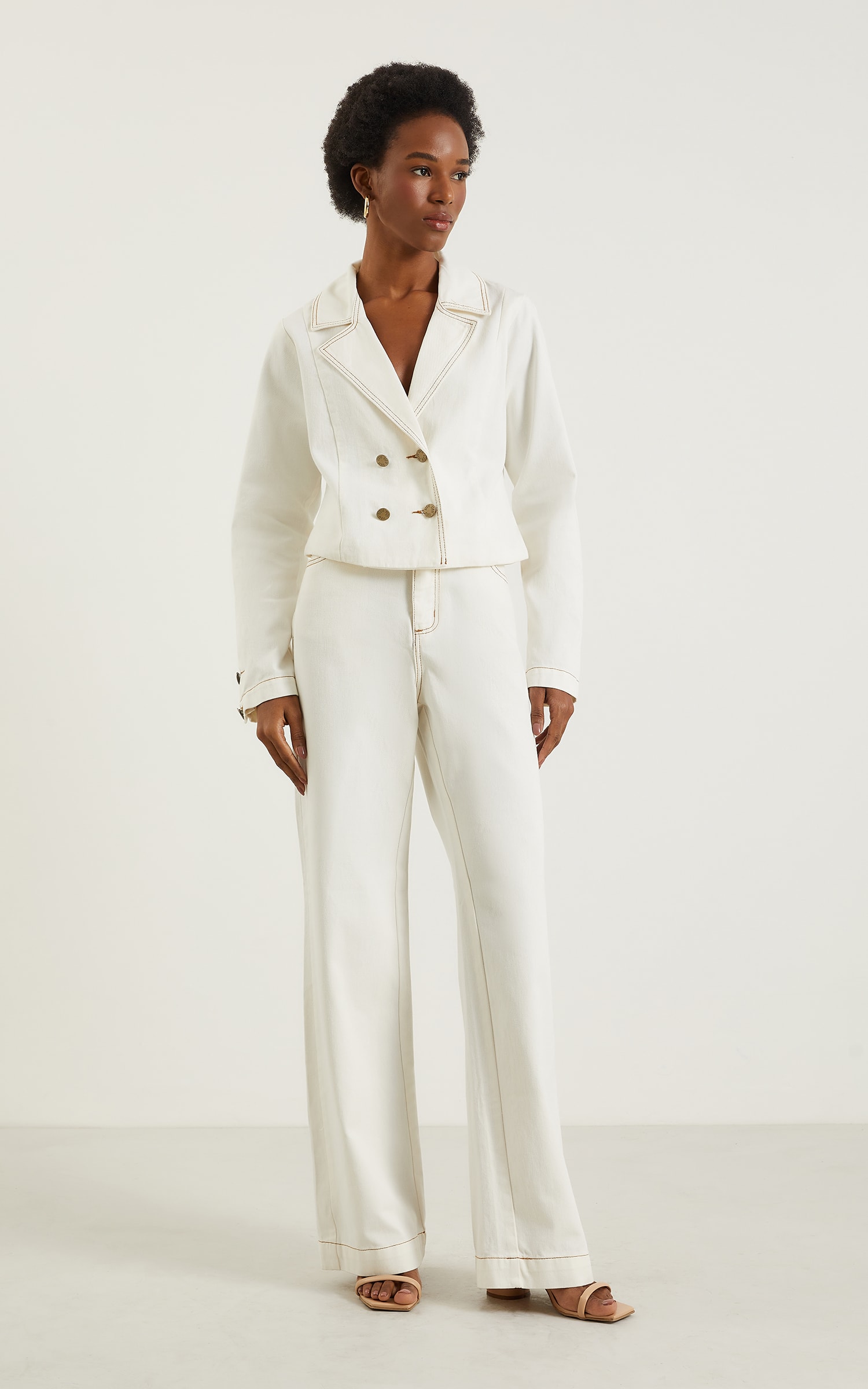 Blazer Sarja Botões Off White