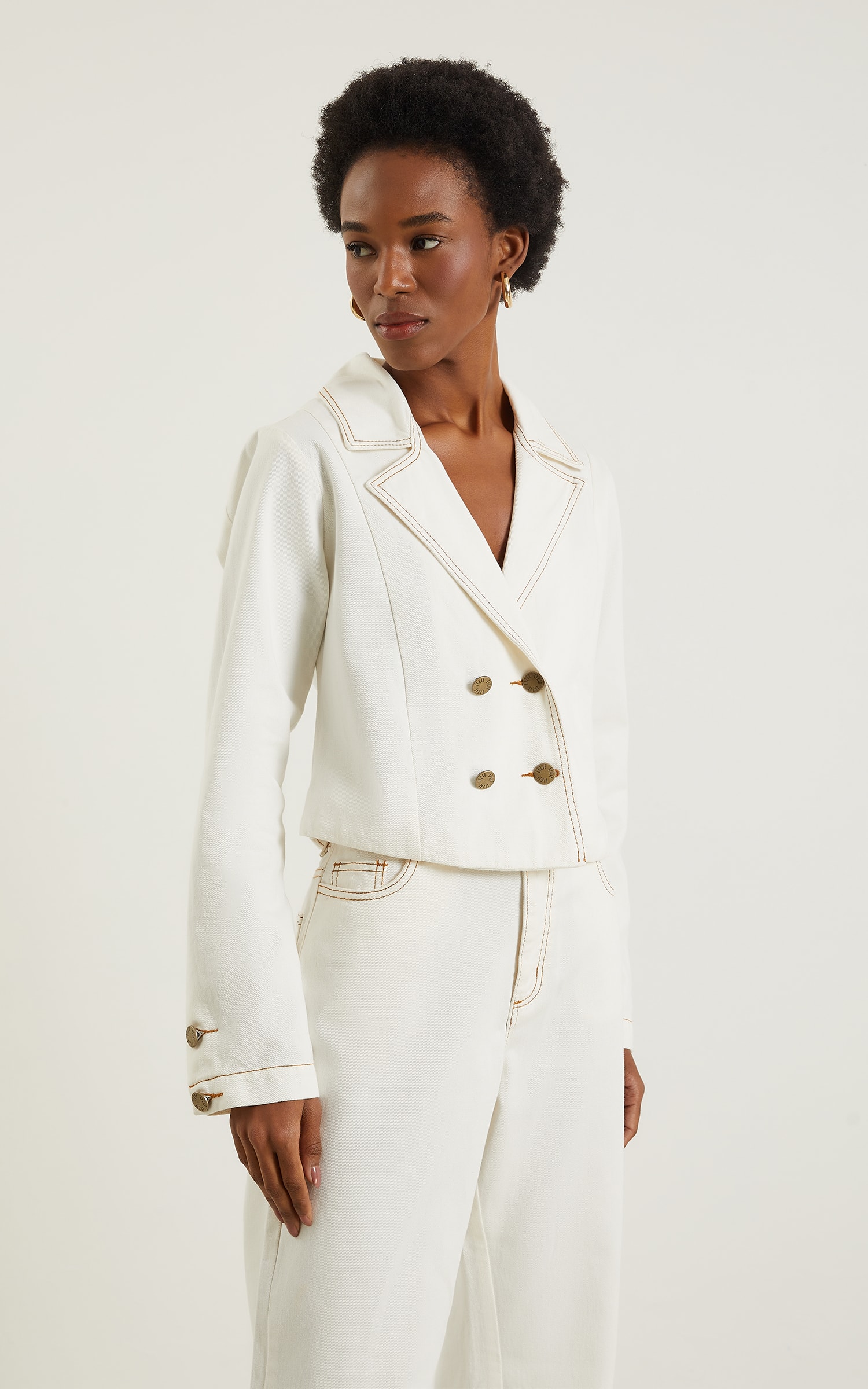 Blazer Sarja Botões Off White