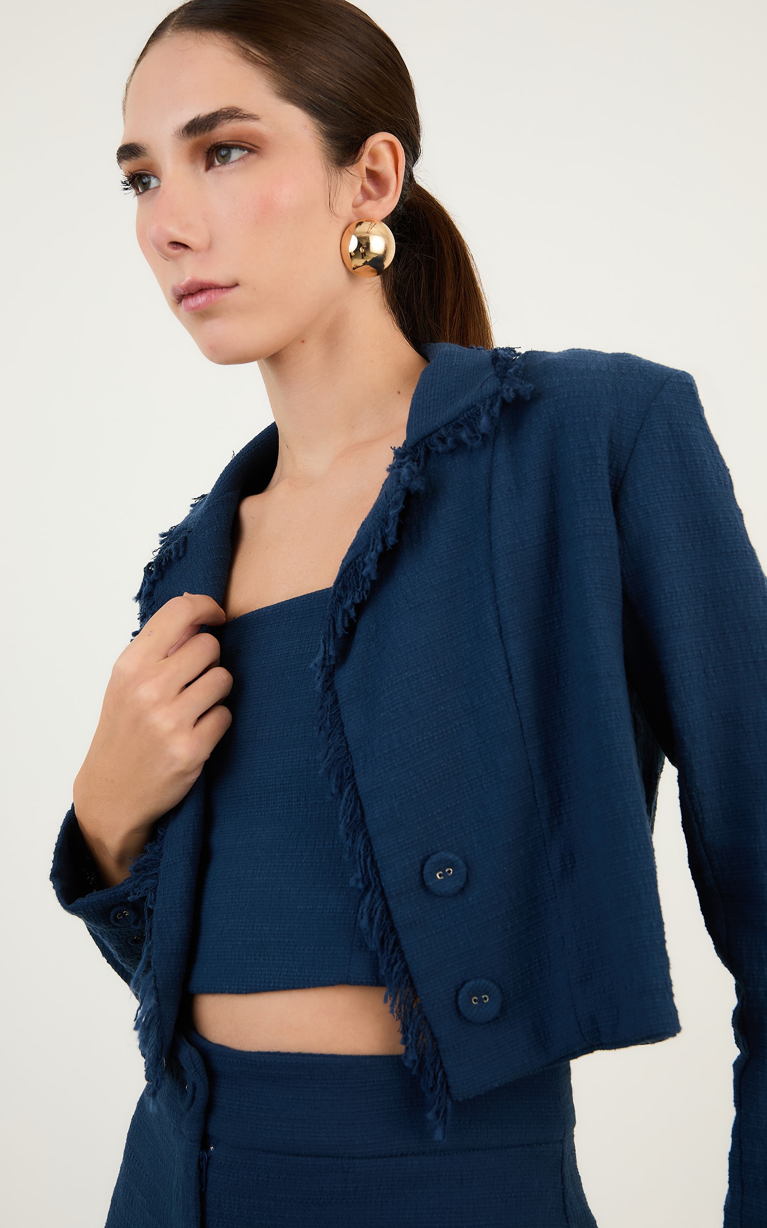 Blazer Tweed Aspen Marinho