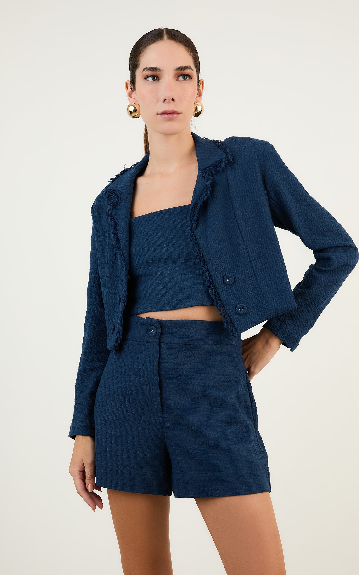 Blazer Tweed Aspen Marinho