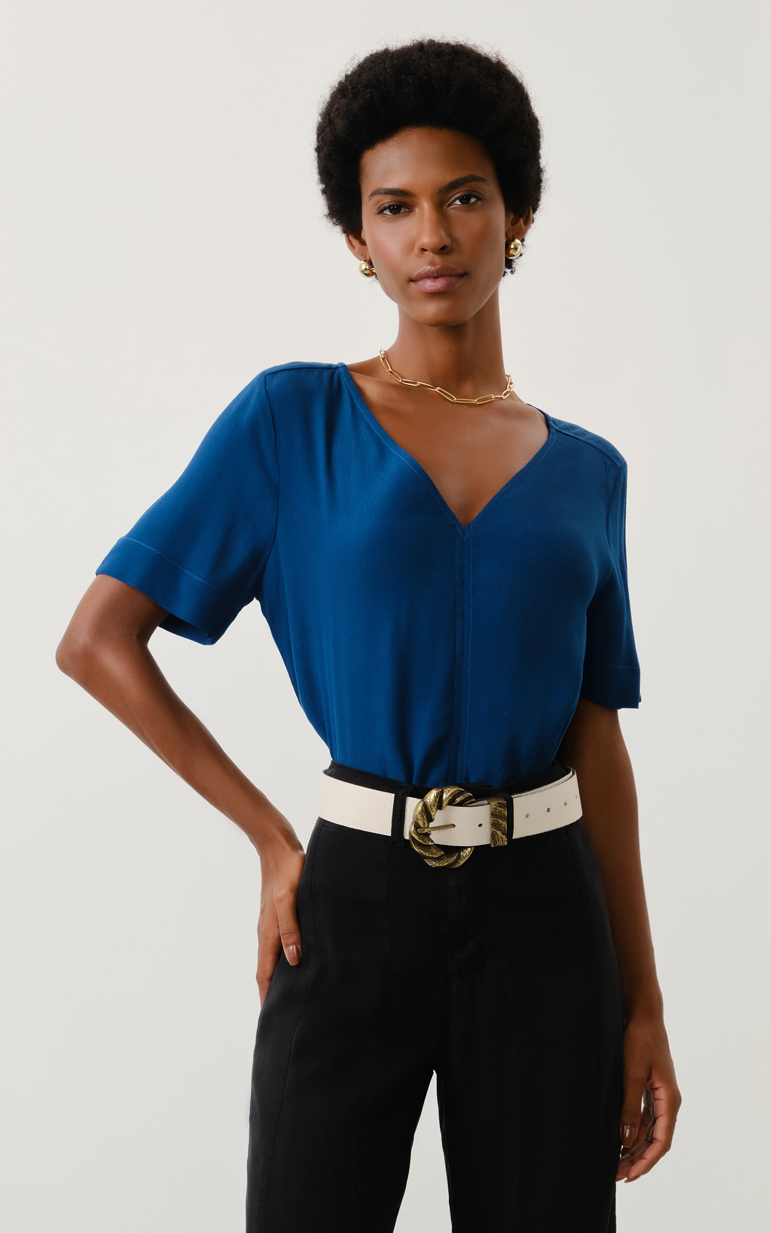 Blusa a Fio River Cobalto