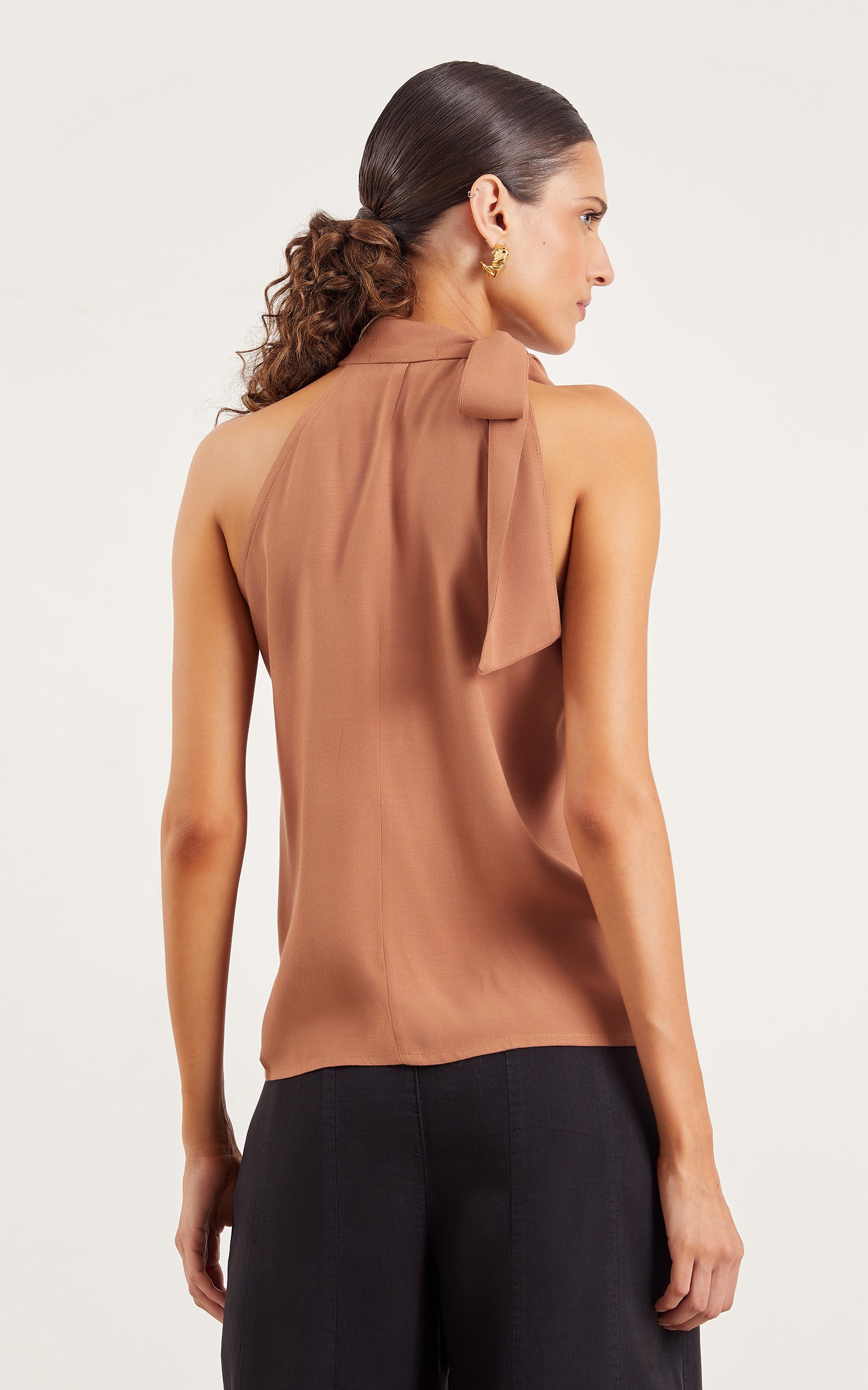 Blusa Amarração Flora Amendoa