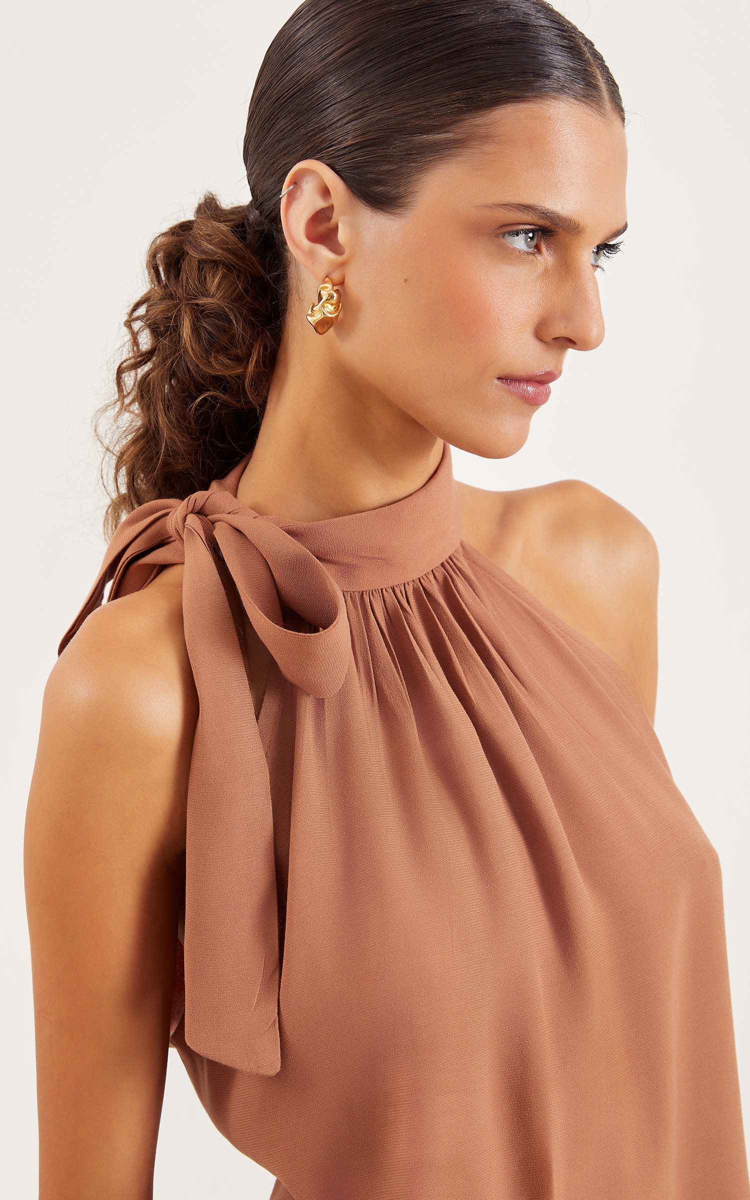 Blusa Amarração Flora Amendoa