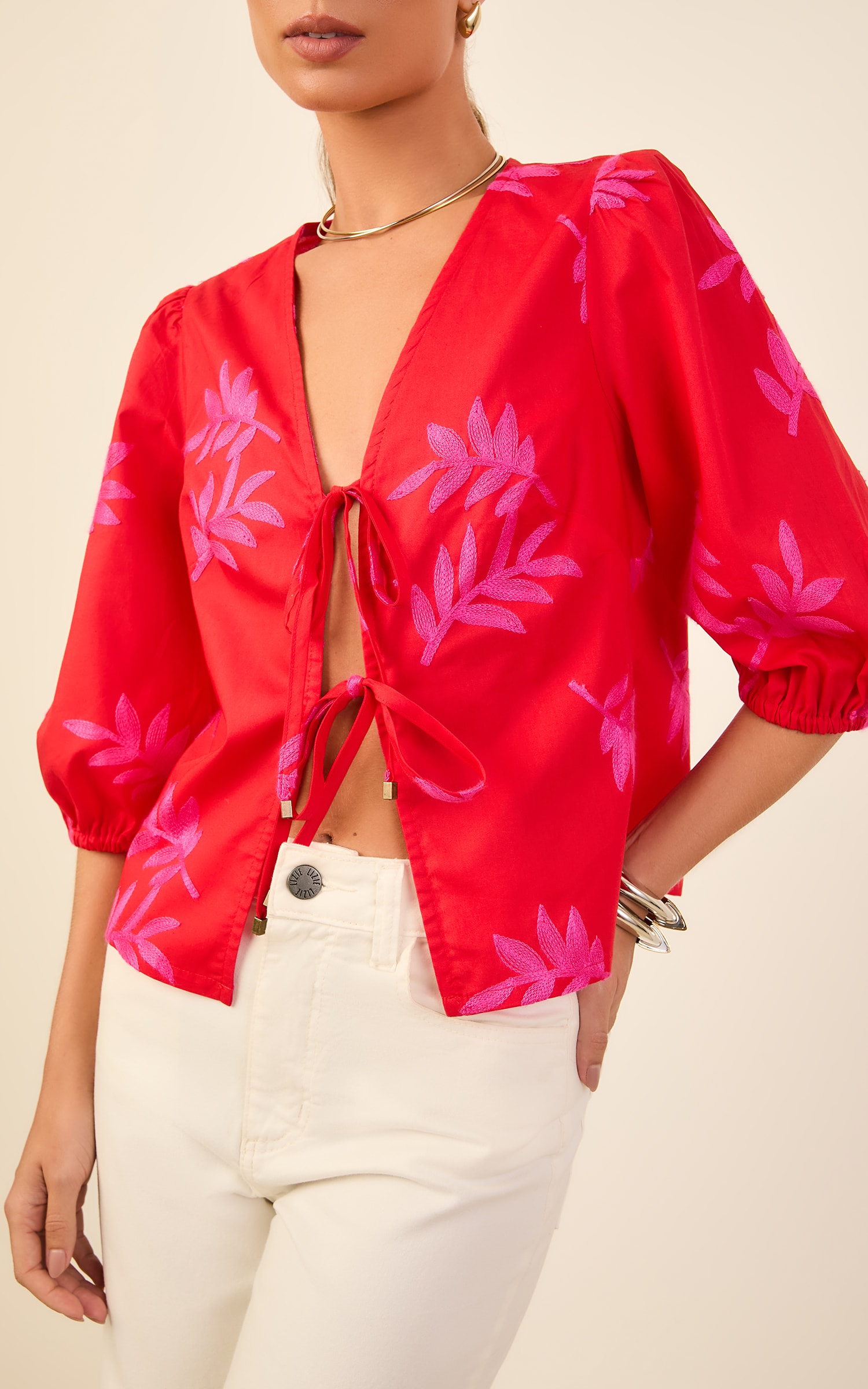 Blusa Art Detalhe Amarracao Vermelho