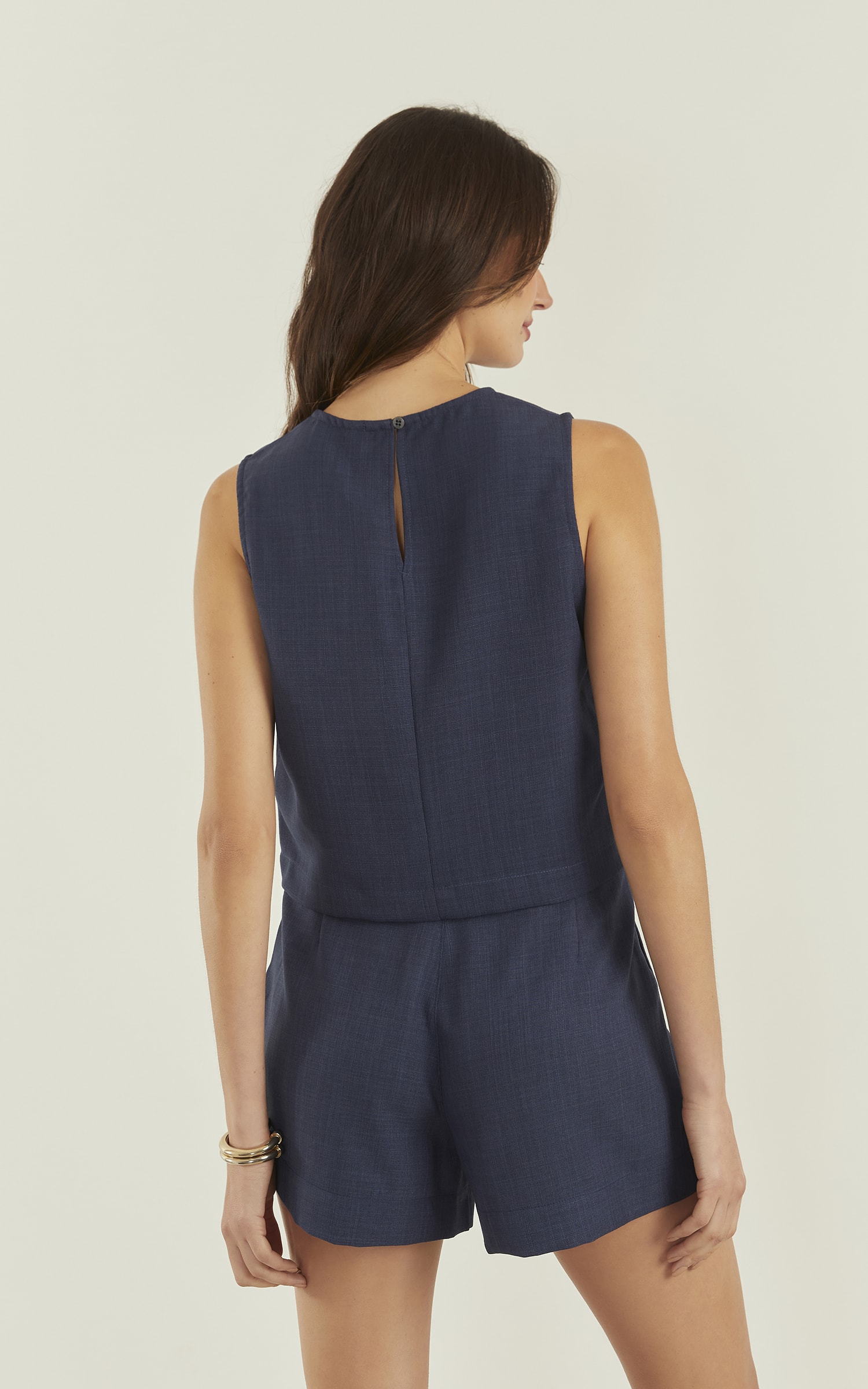 Blusa Aura Decote Canoa Marinho