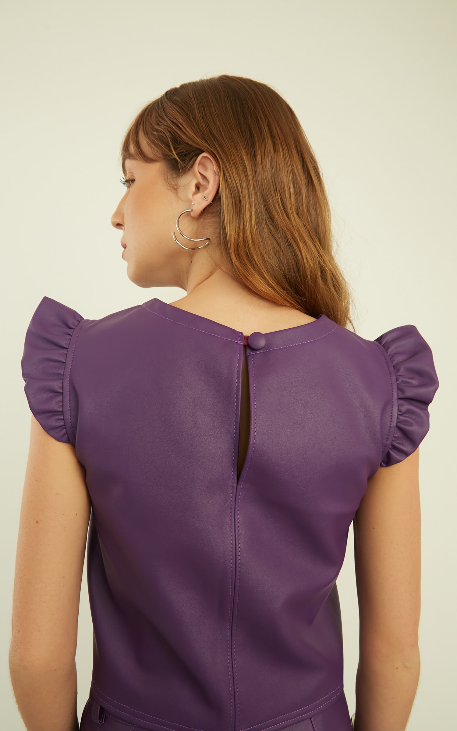 Blusa Babado Like Leather Roxo